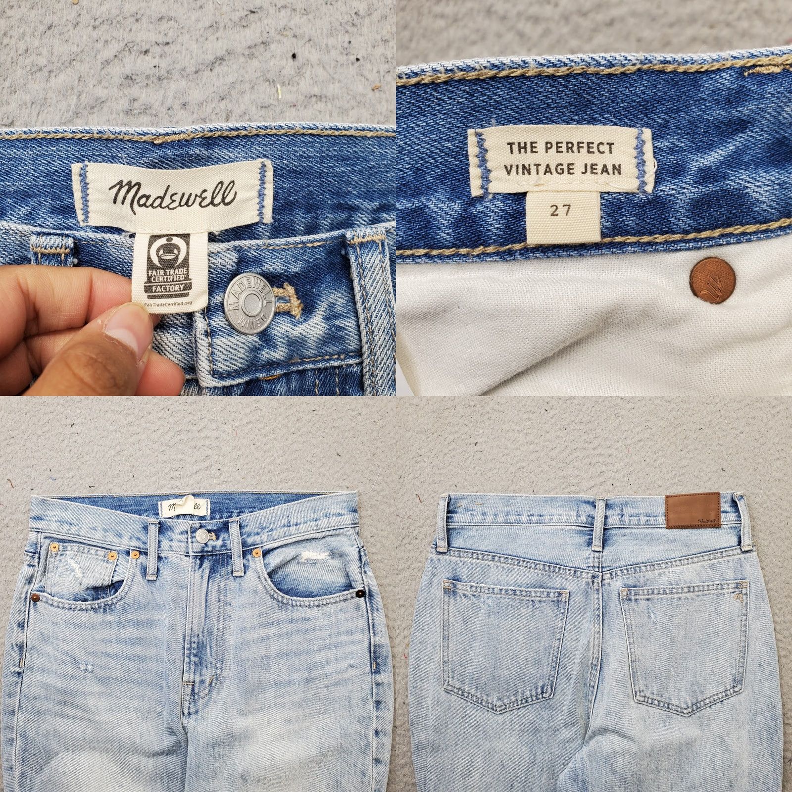 Madewell Madewell Womens Size 27 Blue Denim Distressed Straight Jeans Size 27" / US 4 / IT 40 - 8 Thumbnail