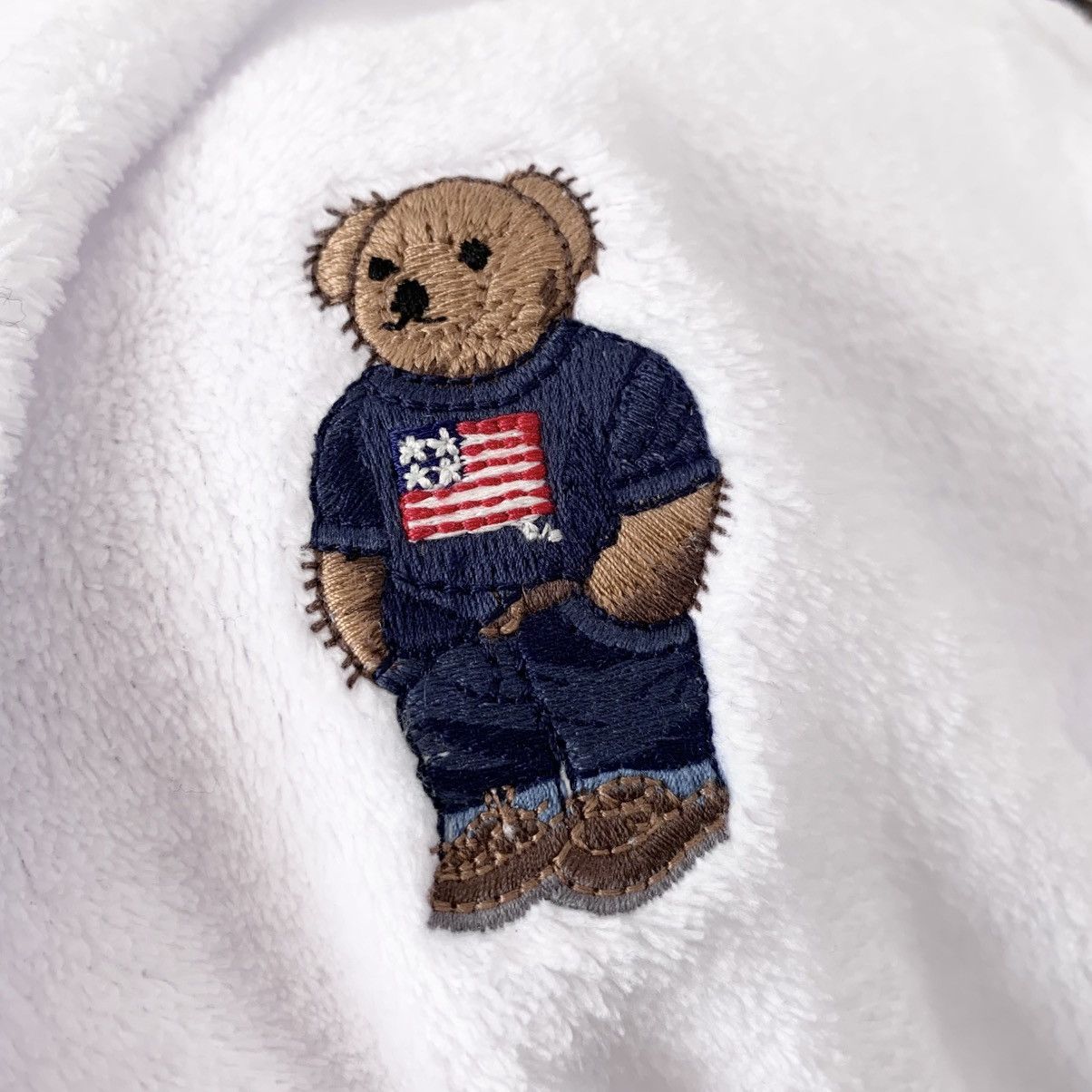 Ralph Lauren polo bear embroidered plush white robe
