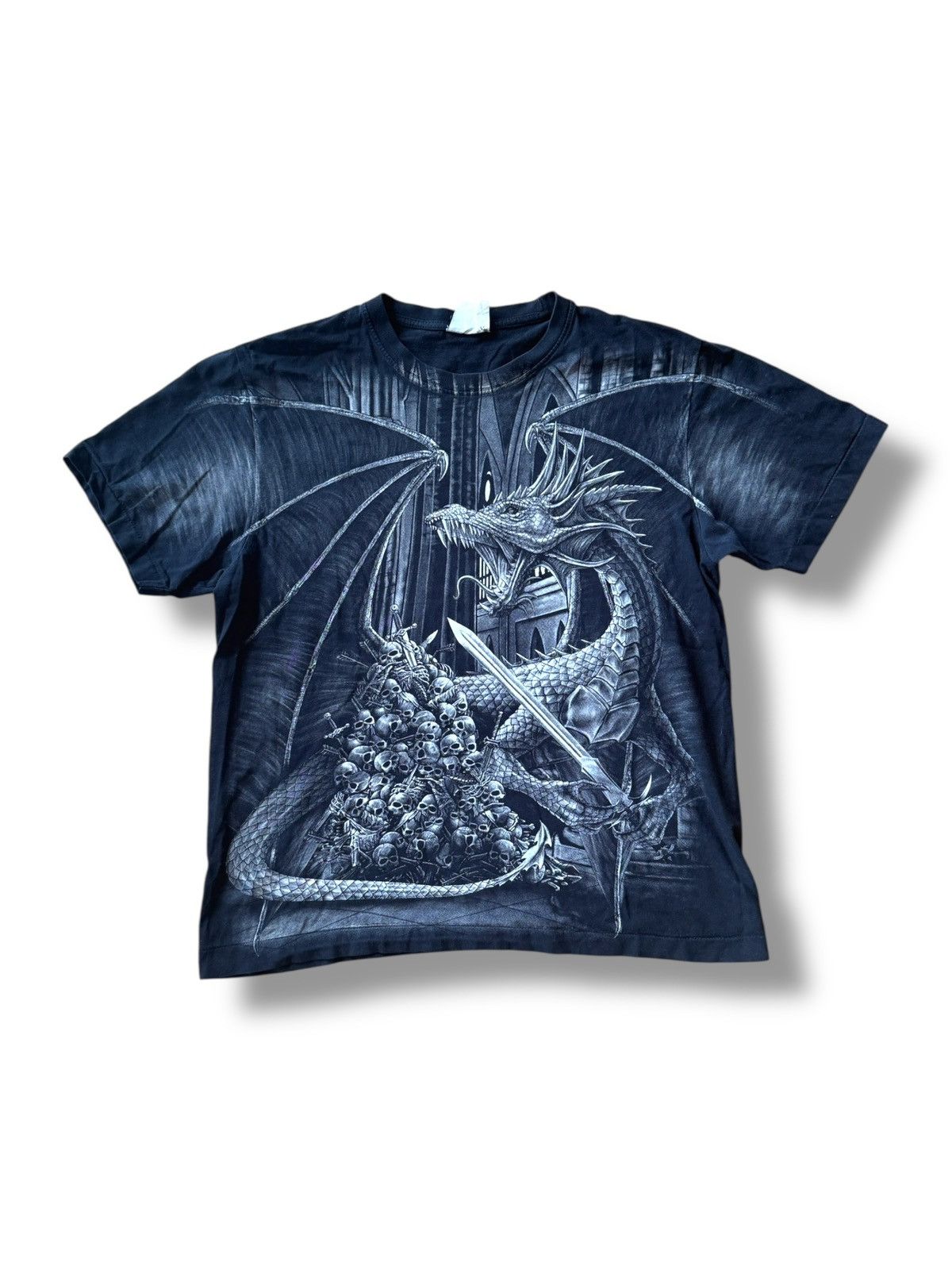 Liquid Blue *RARE* 90s VINTAGE LIQUID BLUE DRAGON LAIR SKULL DEATH GOTH Size US L / EU 52-54 / 3 - 1 Thumbnail