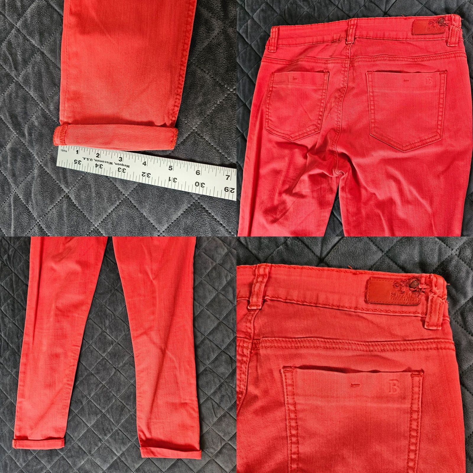 Buffalo David Bitton VINTAGE Buffalo David Bitton Jeans Women's Cropped Denim 27 Mid Rise Red Pink Stretch Inseam 22.5in Button Pockets Logo Size 28" / US 6 / IT 42 - 8 Thumbnail