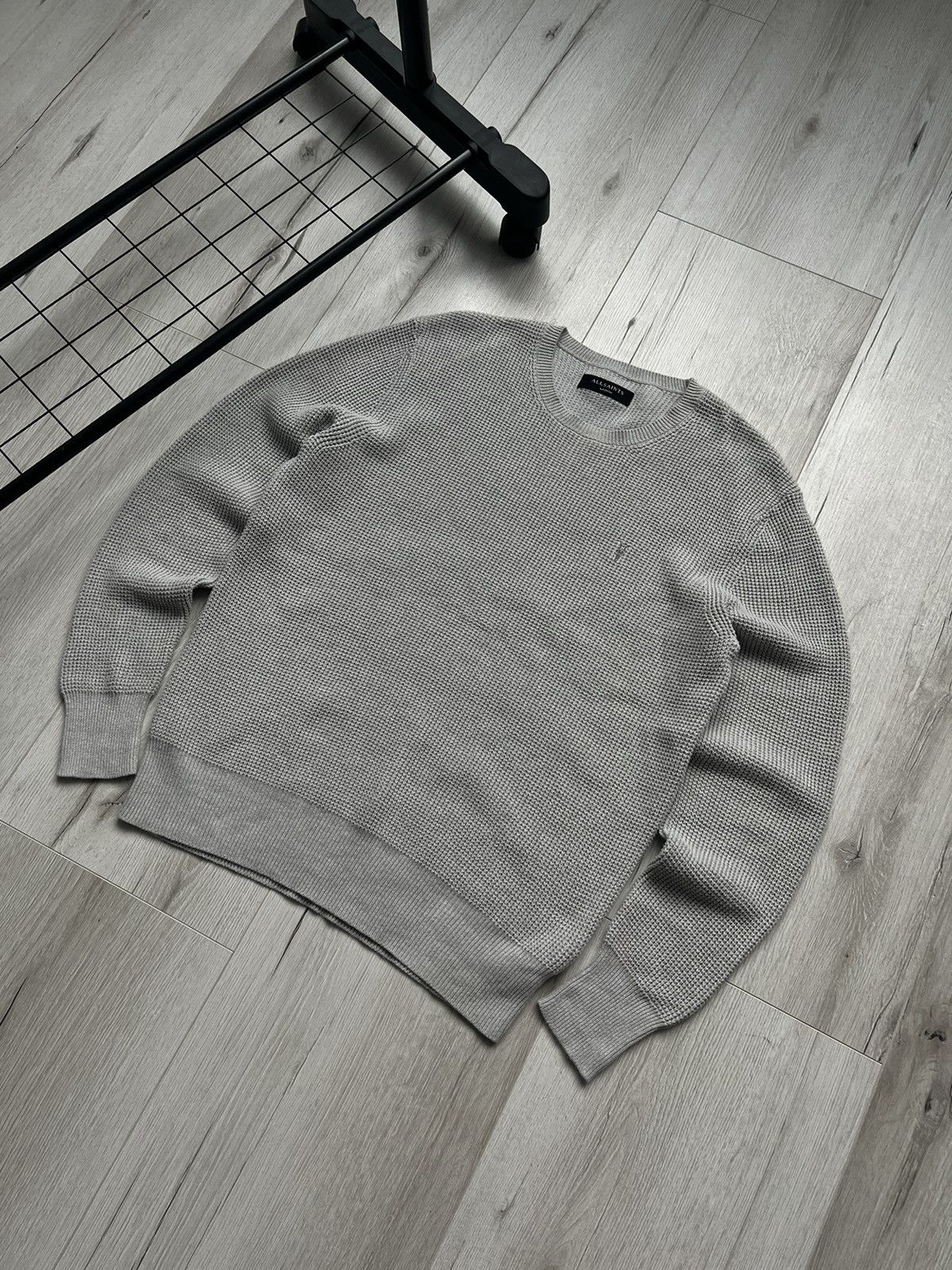 Allsaints × Japanese Brand Allsaints Trias Crew Men’s Waffle Knit Sweater Pullover Grey Size US M / EU 48-50 / 2 - 2 Thumbnail