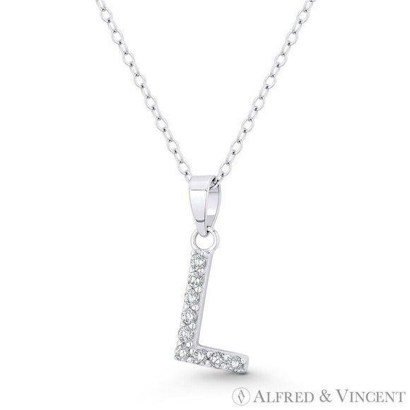 Other Initial "L" CZ Crystal Pendant w/ Cable Chain Necklace Size ONE SIZE - 1 Preview