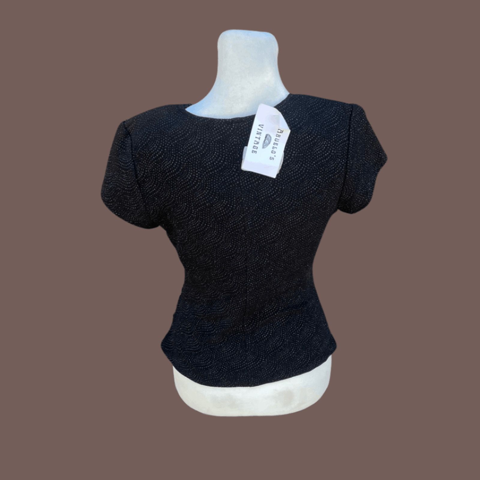 Vintage VTG 80s Wrap Top | Cachet Glitter Black USA Made Size M / US 6-8 / IT 42-44 - 2 Thumbnail