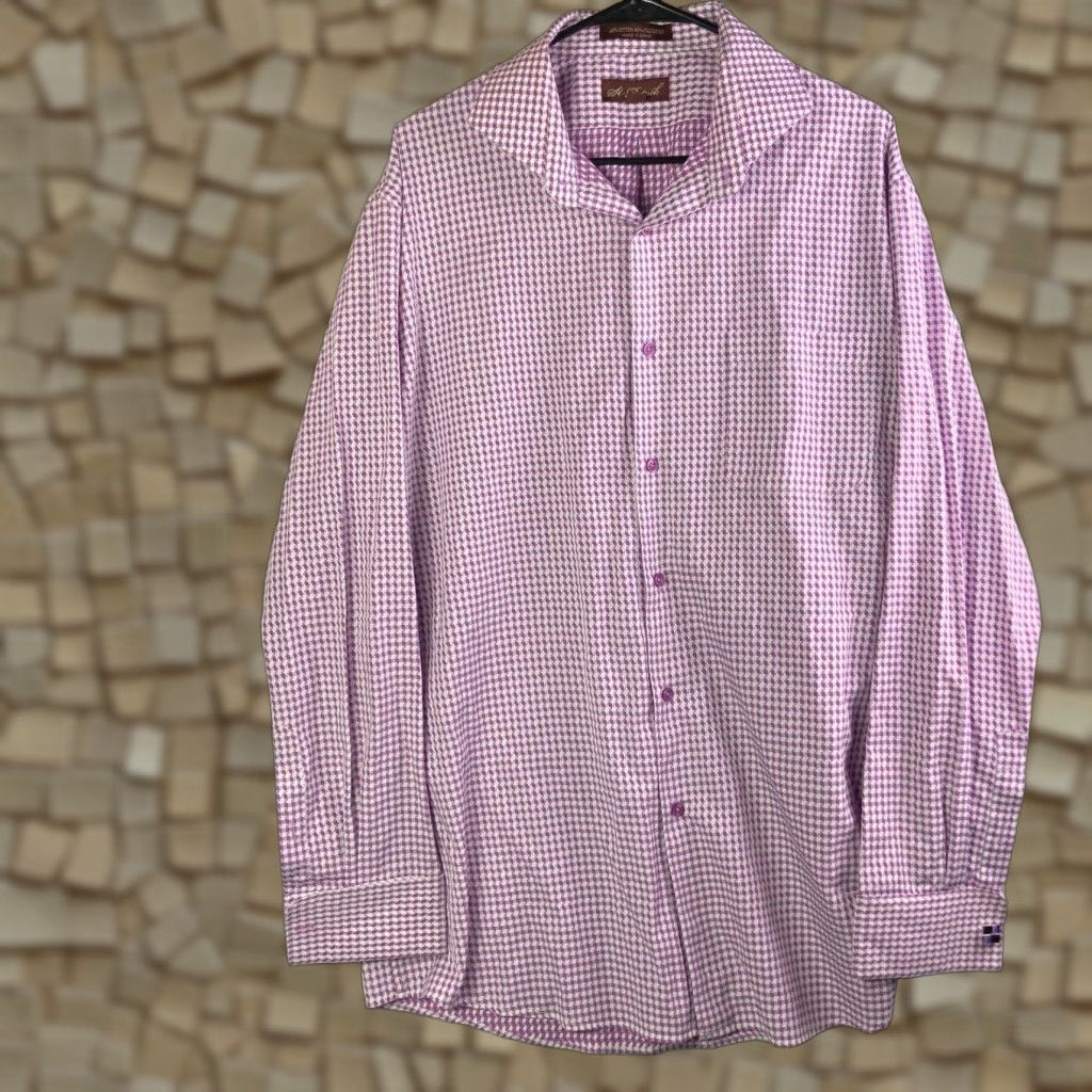 Vintage St Patrick Shirt Mens 17.5 36/37 Purple Plaid Long Sleeve Button-Up Shirt Size US XXL / EU 58 / 5 - 1 Thumbnail