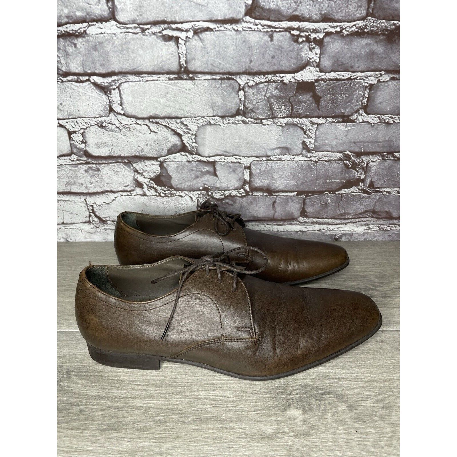 Zara Zara Man Brown Leather Derby Dress Oxfords Lace Up Shoes Men Size US 10 / EU 43 - 4 Thumbnail