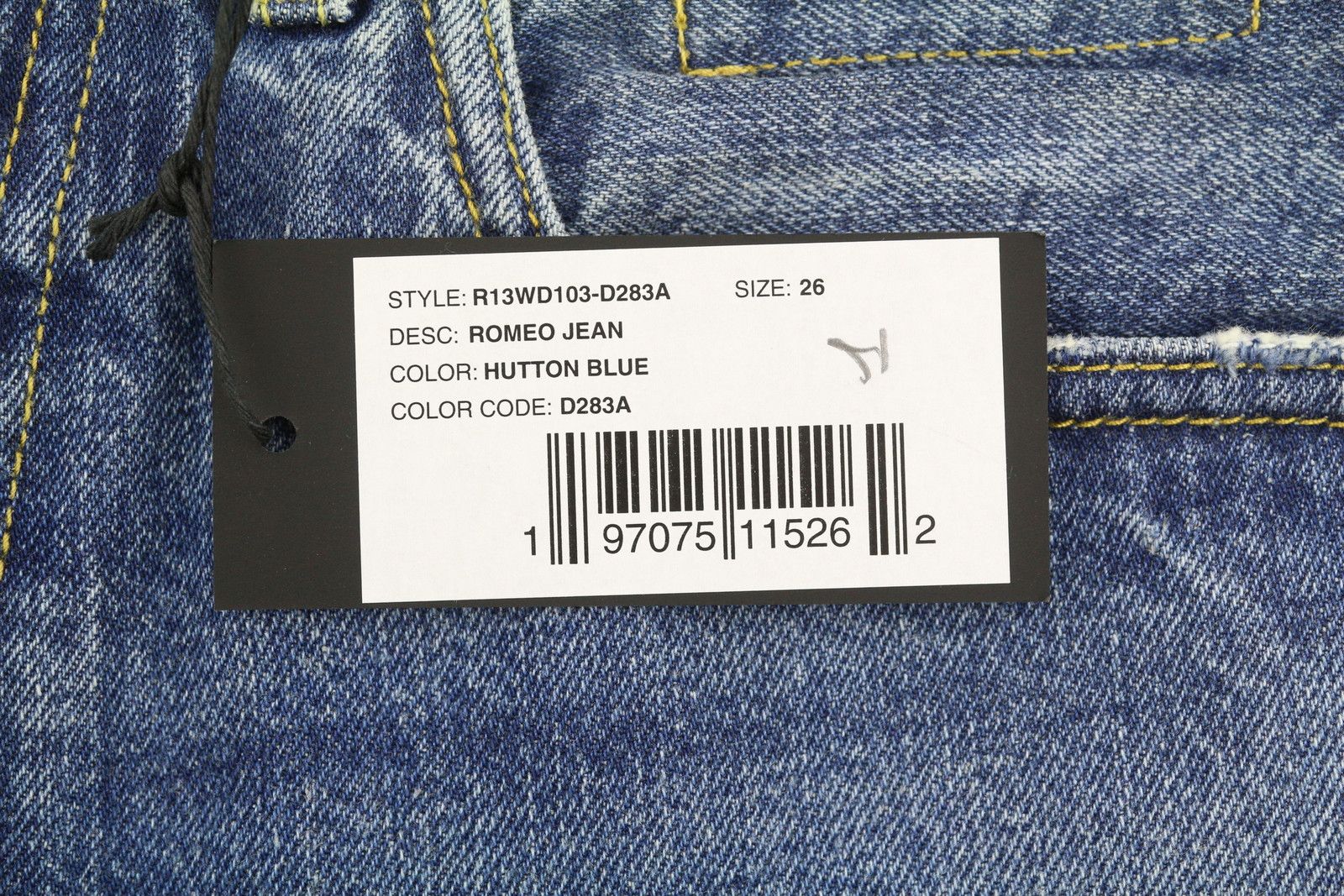 R13 ROMEO 26 Hutton Blue Faded Zip Fly Jeans 87172 Size 26" / US 2 / IT 38 - 8 Thumbnail