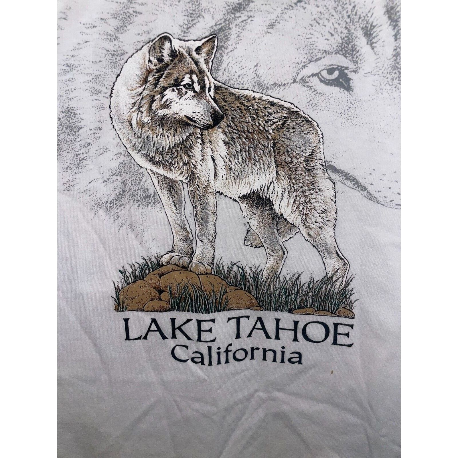 Jerzees Vintage Wolf Shirt Lake Tahoe California Wolves Summer Tee Size US XL / EU 56 / 4 - 4 Thumbnail