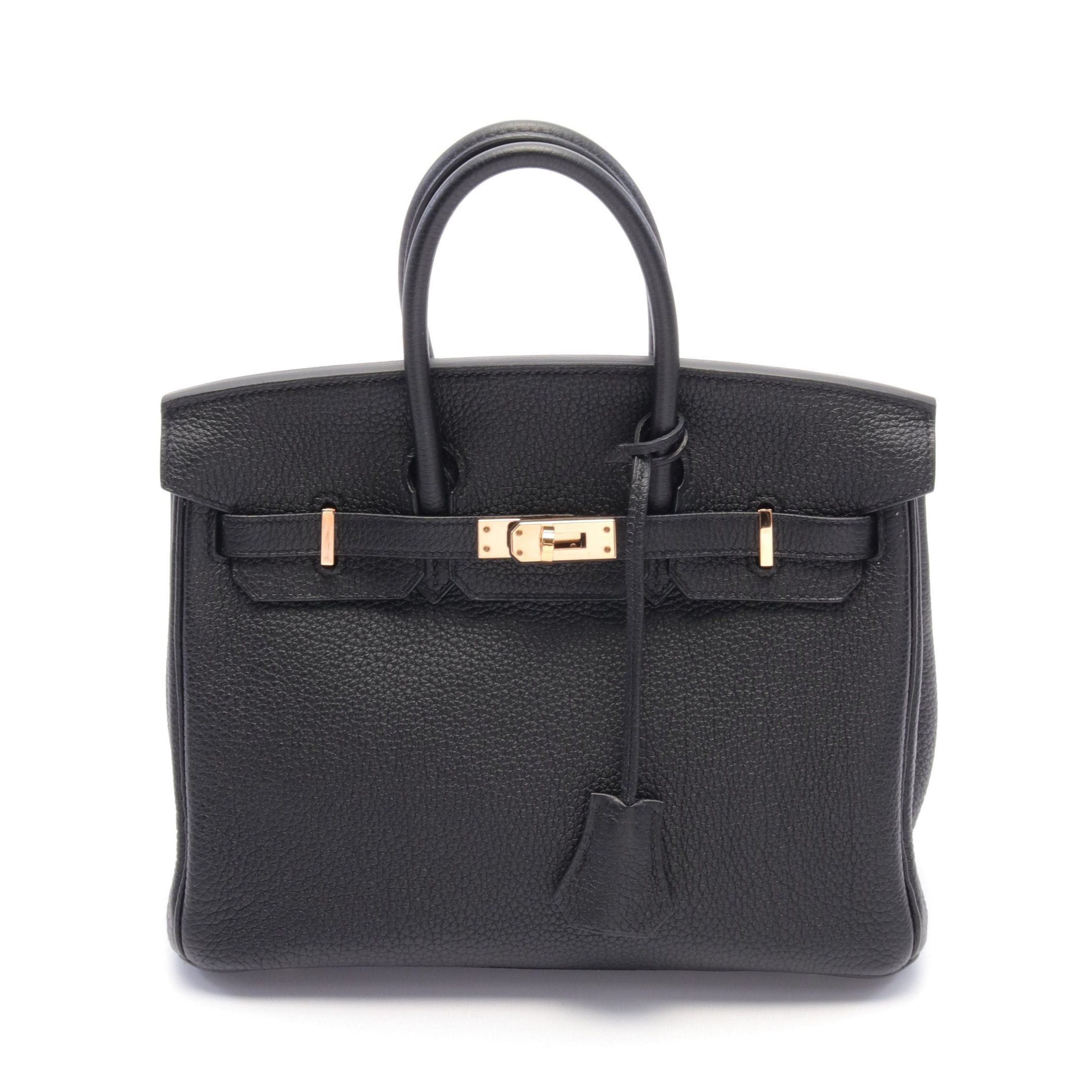 Hermes Birkin 25 Handbag Togo Black Pink Gold Hardware D Stamp