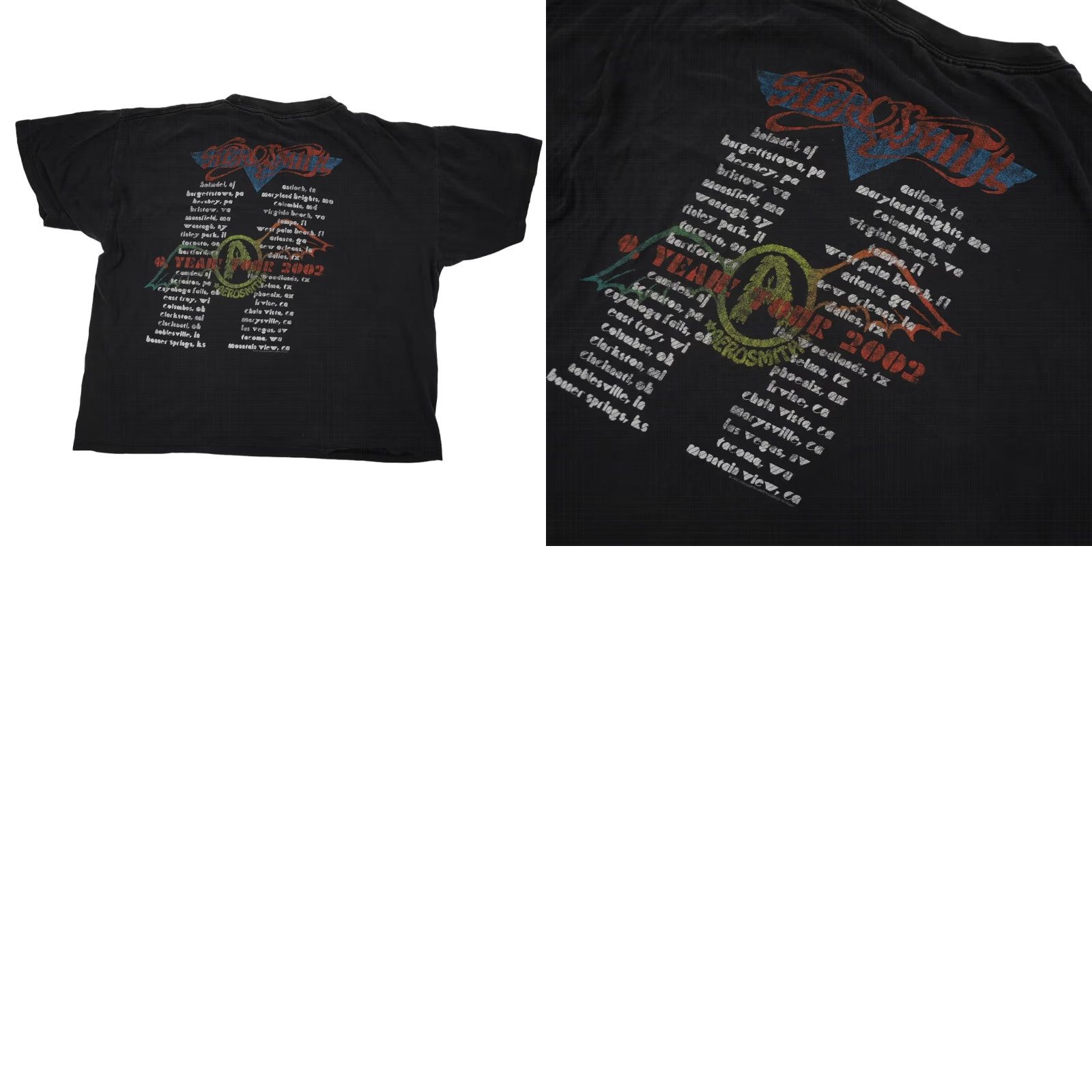 Aerosmith VINTAGE O'Yeah Tour Graphic T Shirt Aero Smith XL Men Black 2002 8/10 Cropped Boxy Fit Size US XL / EU 56 / 4 - 8 Thumbnail