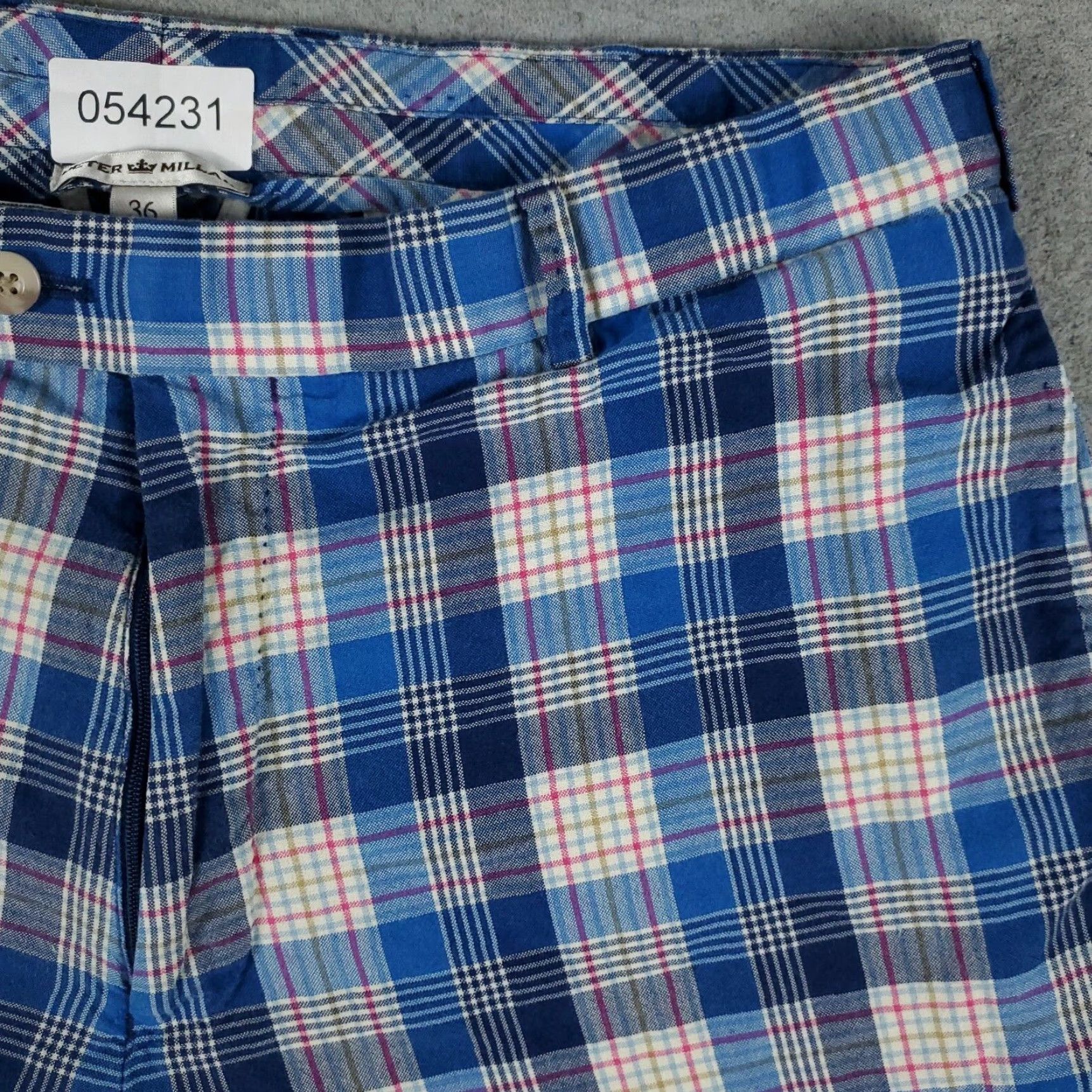 Peter Millar Peter Millar Chino Shorts Mens Size 36 Blue Plaid Cotton Flat Front Casual Size US 36 / EU 52 - 3 Thumbnail