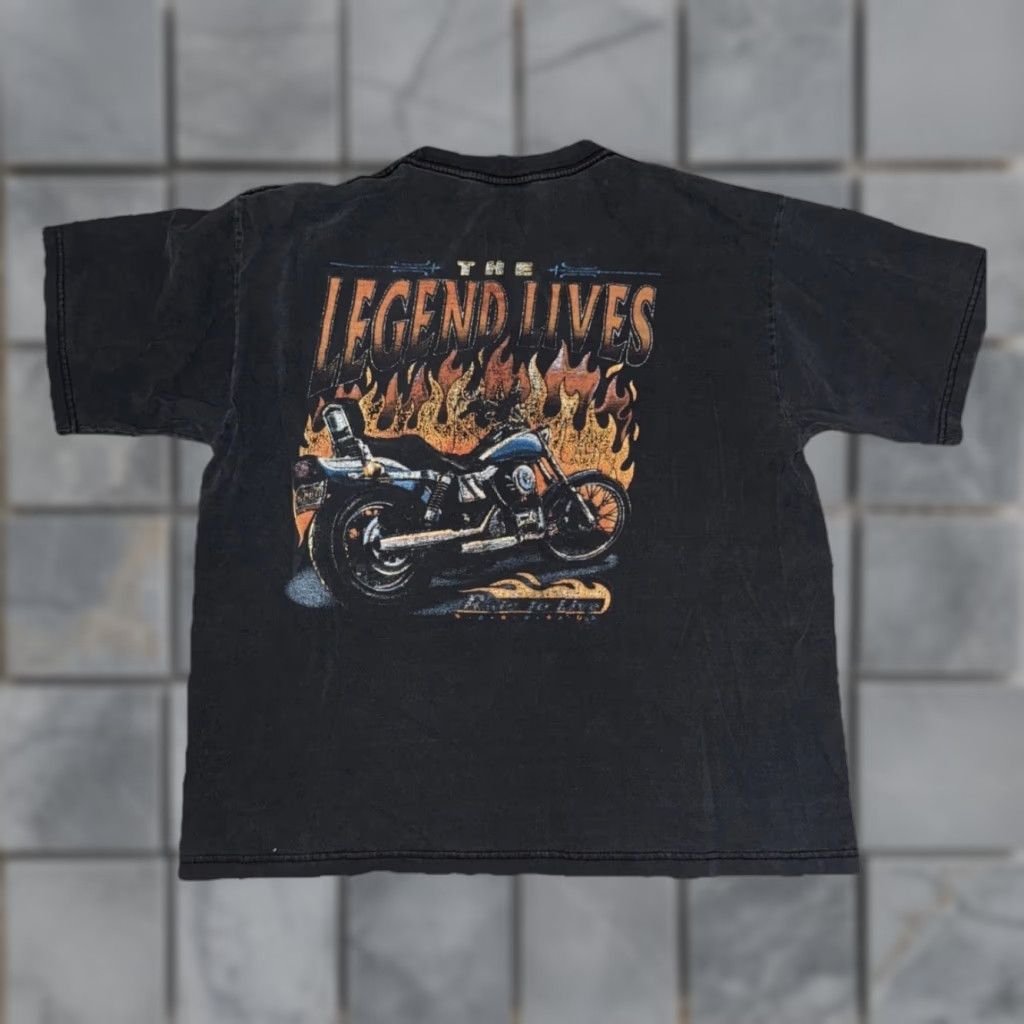 VINTAGE Harley-Davidson Route 66 Graphic T-Shirt Black XL 23x26 Motorcycle Biker
