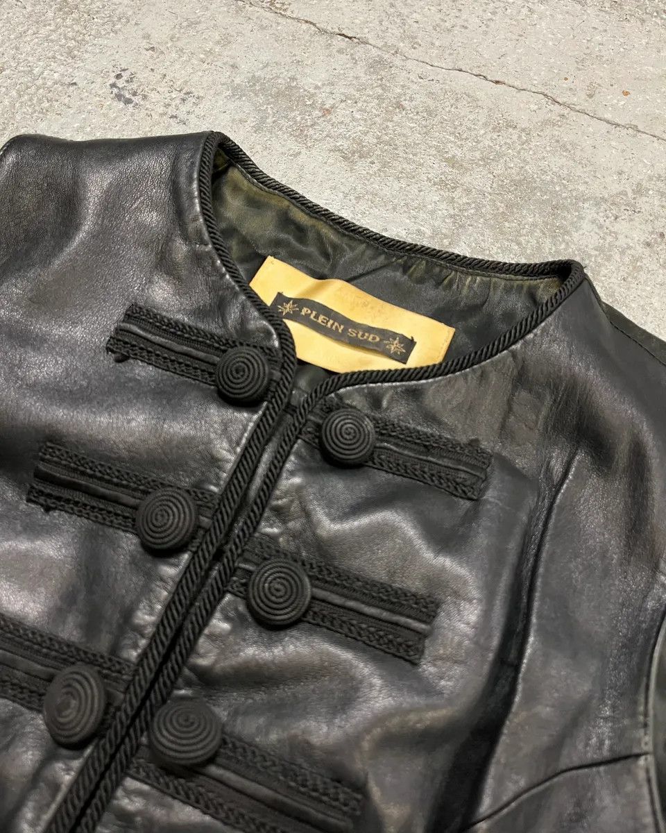 Vintage 1990s Plein Sud Black Leather Button-Front Vest Size S / US 4 / IT 40 - 5 Thumbnail