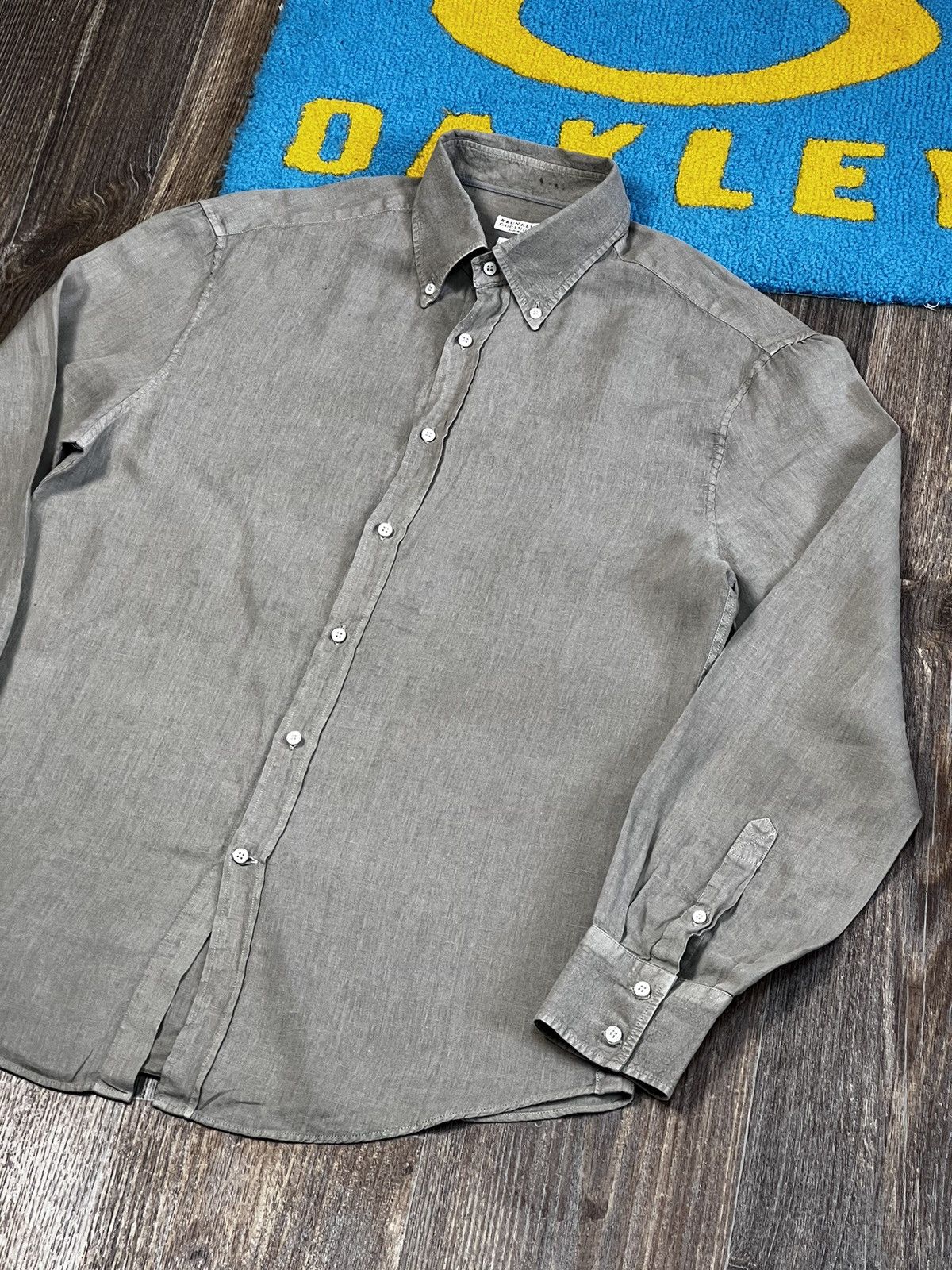 Brunello Cucinelli Brunello Cucinelli Linen Grey Buttons Up Long Sleeve Shirt Size US XL / EU 56 / 4 - 3 Thumbnail
