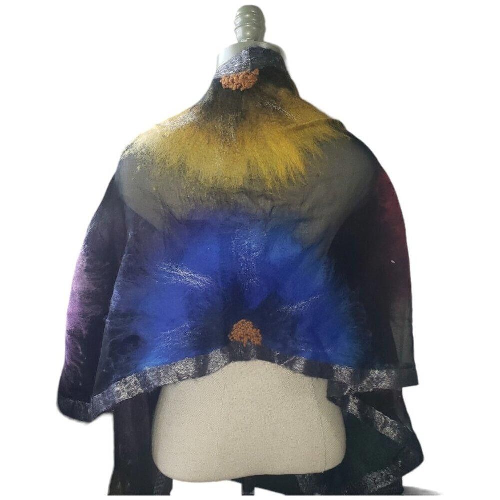 Designer CT1595 Floral Black Sheer and Felt Scarf Size ONE SIZE - 3 Thumbnail