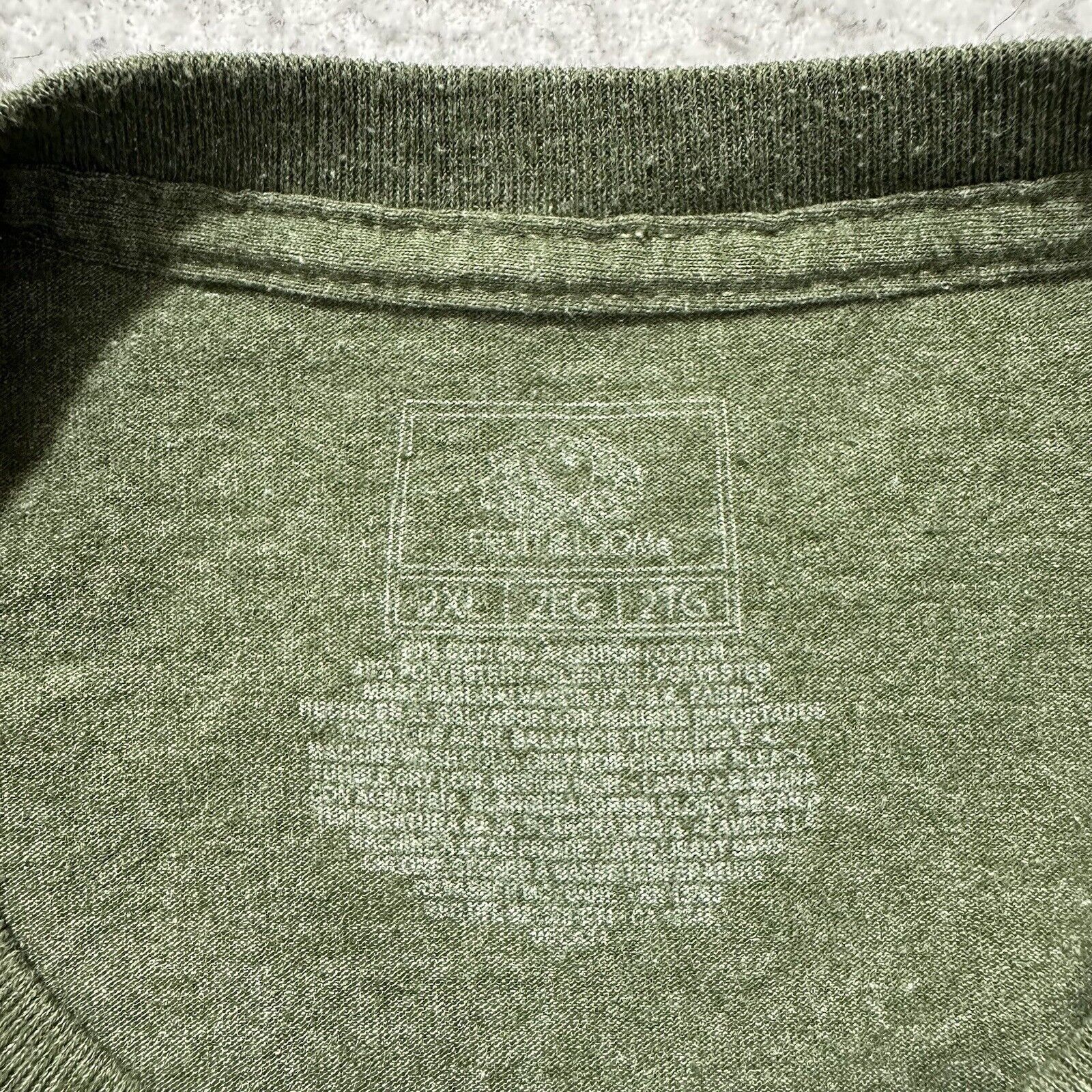 Fruit Of The Loom Fruit of the Loom XXL Olive Green Crewneck Pullover T Shirt Size US XXL / EU 58 / 5 - 3 Thumbnail