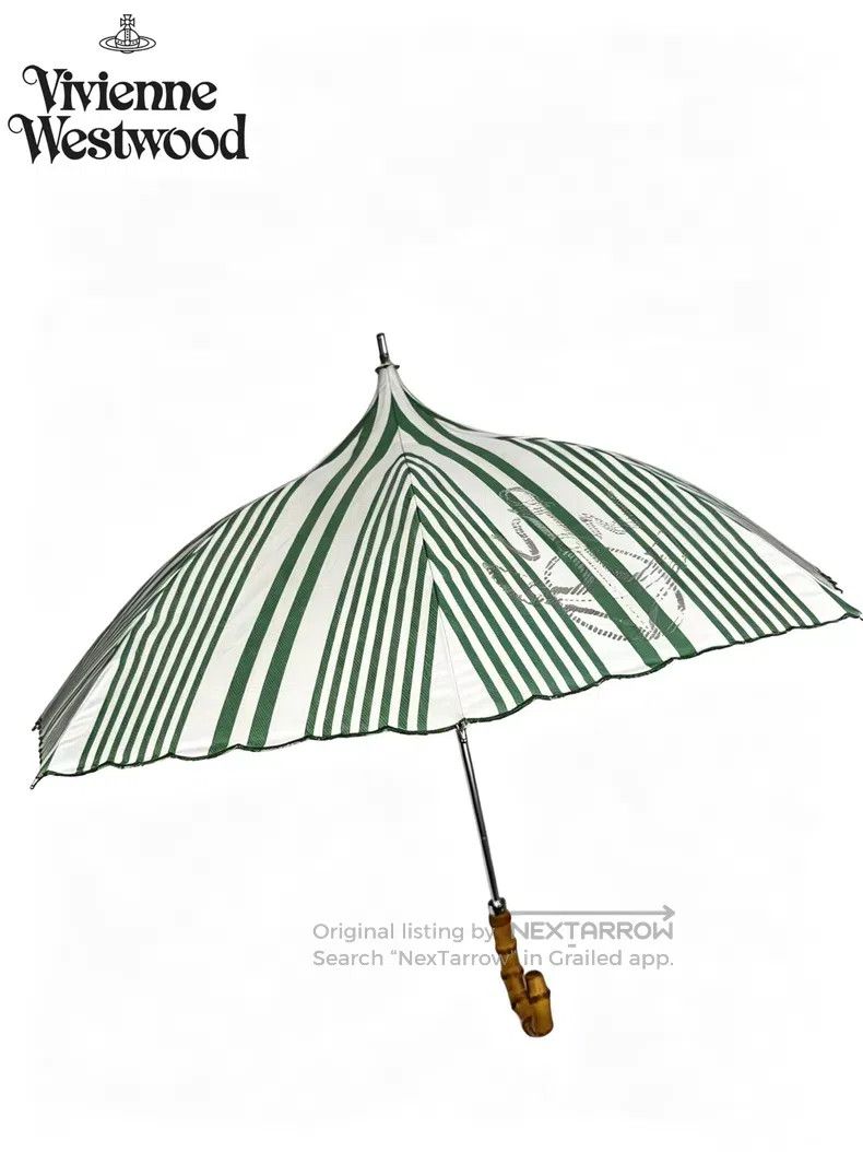 Vivienne Westwood Vivienne Westwood Green and White Striped Bamboo Handle Lo Size ONE SIZE - 1 Thumbnail