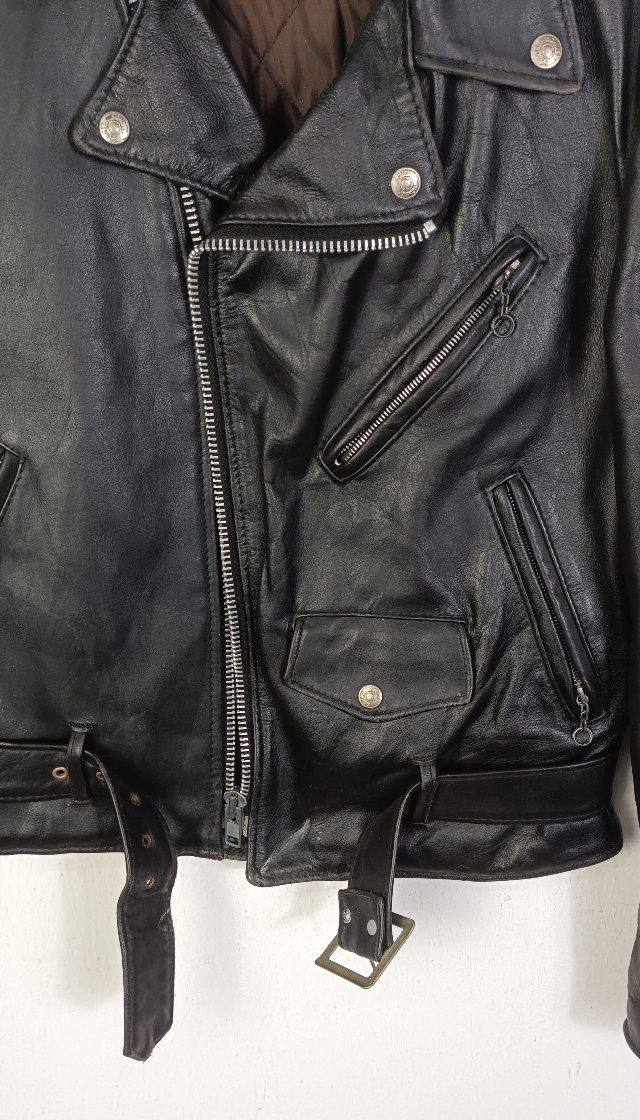 Schott Schott Perfecto "Mc Loguc" Punk Casino Leather Jacket (36) Size US M / EU 48-50 / 2 - 13 Thumbnail