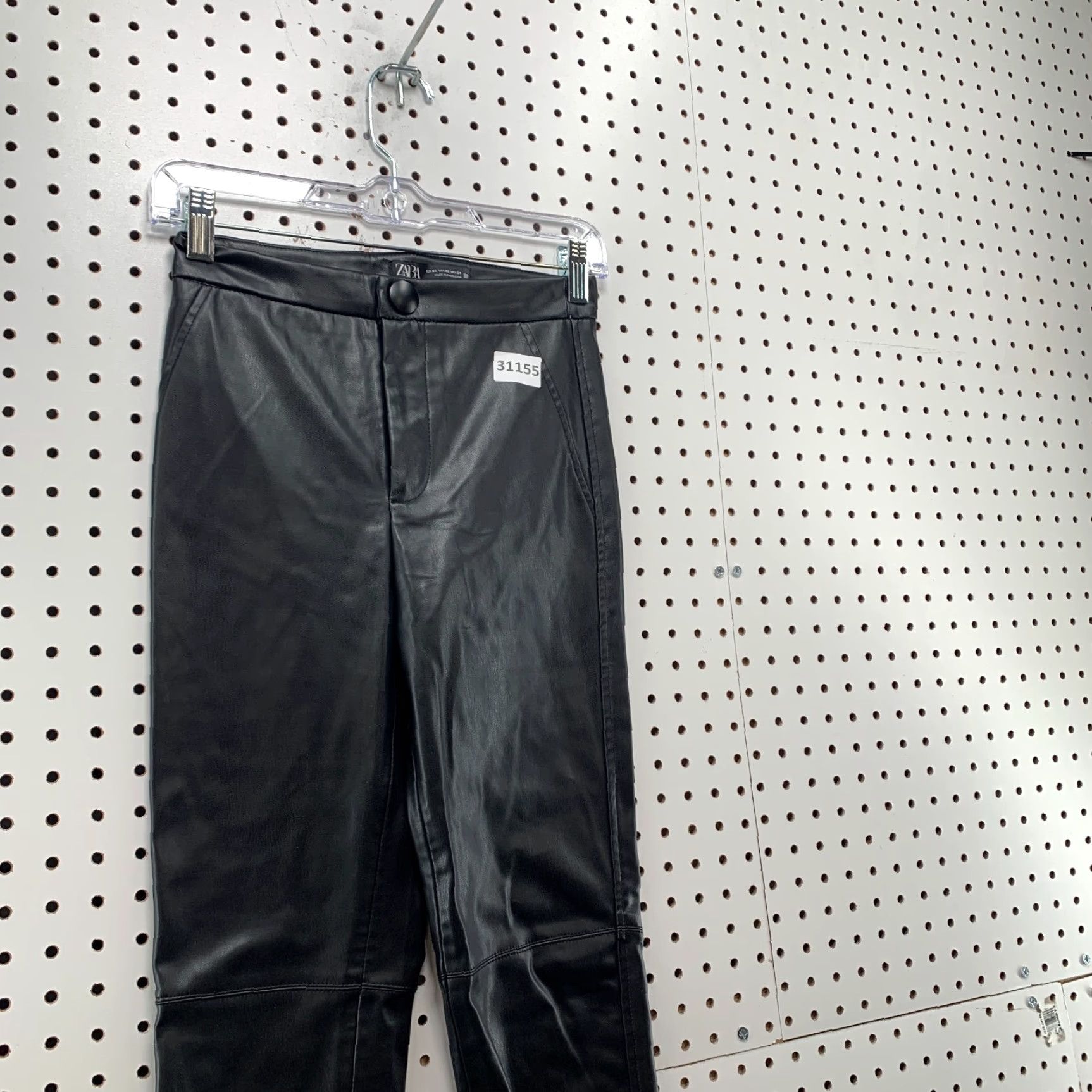 Zara Zara Pants Womens XS Faux Leather Black Tapered 25x27 NWT Size 42" / US 20 - 5 Thumbnail