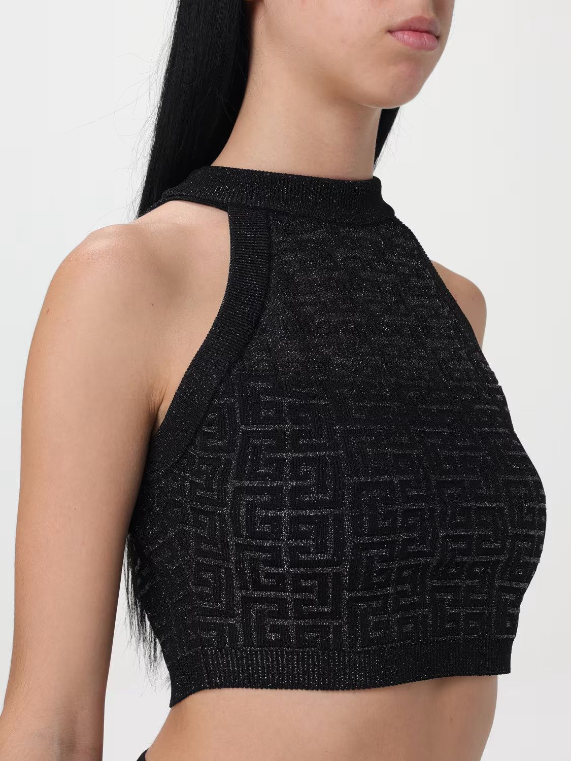 Balmain o1srvl11e1125 4G Halterneck Knit Top in Black Size L / US 10 / IT 46 - 5 Thumbnail