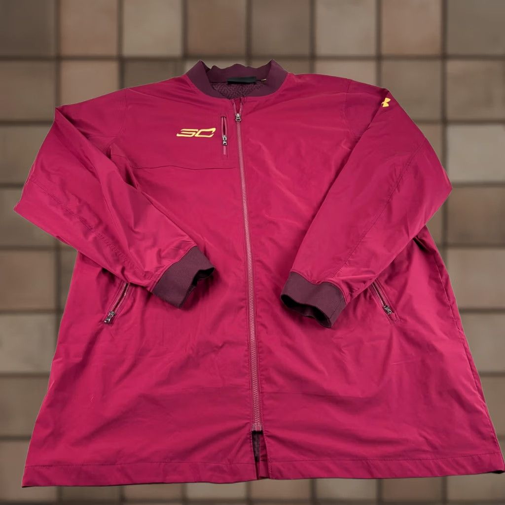 Under Armour Under Armour Steph Curry Jacket Mens 3XL Red Full Zip Long Range Windbreaker Size US XXL / EU 58 / 5 - 1 Thumbnail