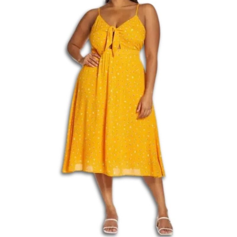 Other BP Orange Floral Midi Sundress Spaghetti Strap Tie XXS NWOT Size XXS / US 00 / IT 34 - 1 Thumbnail