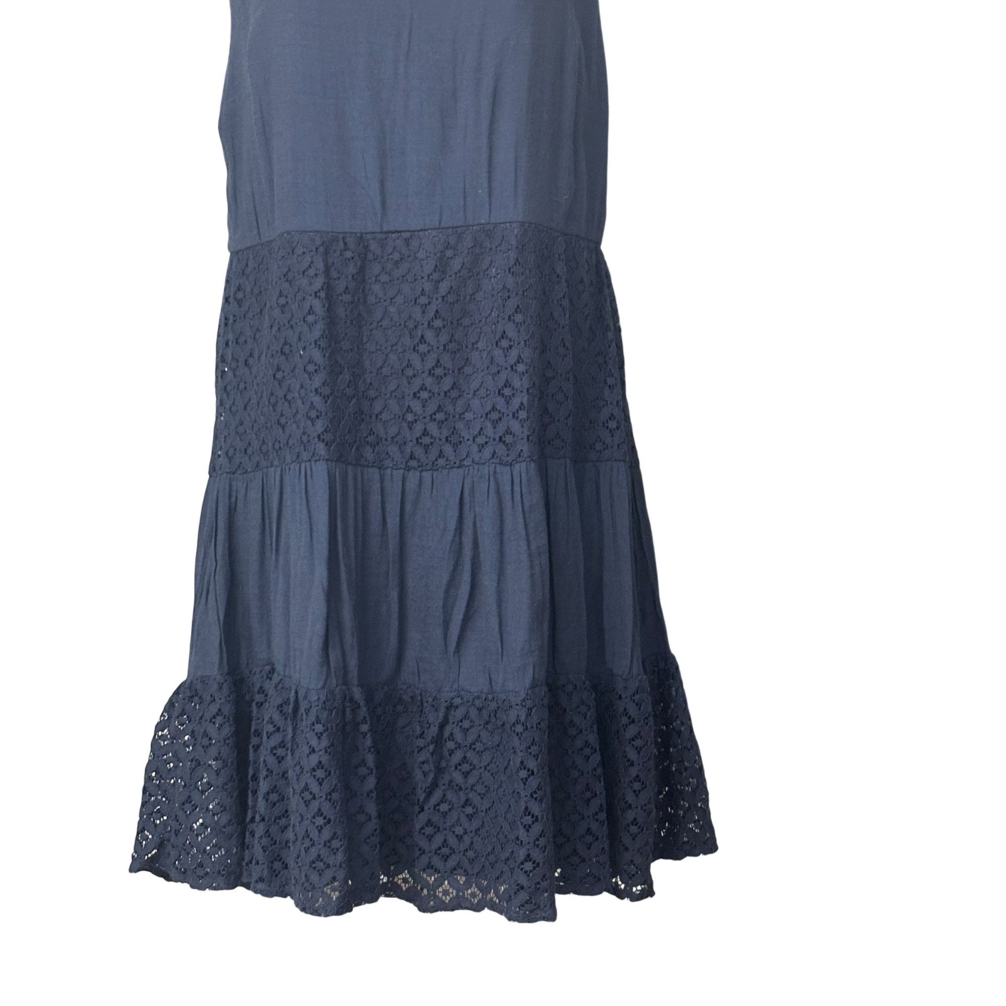 Other Speechless Junior’s Tiered Crochet Trim Tank Dress, Navy, Si Size ONE SIZE - 6 Thumbnail