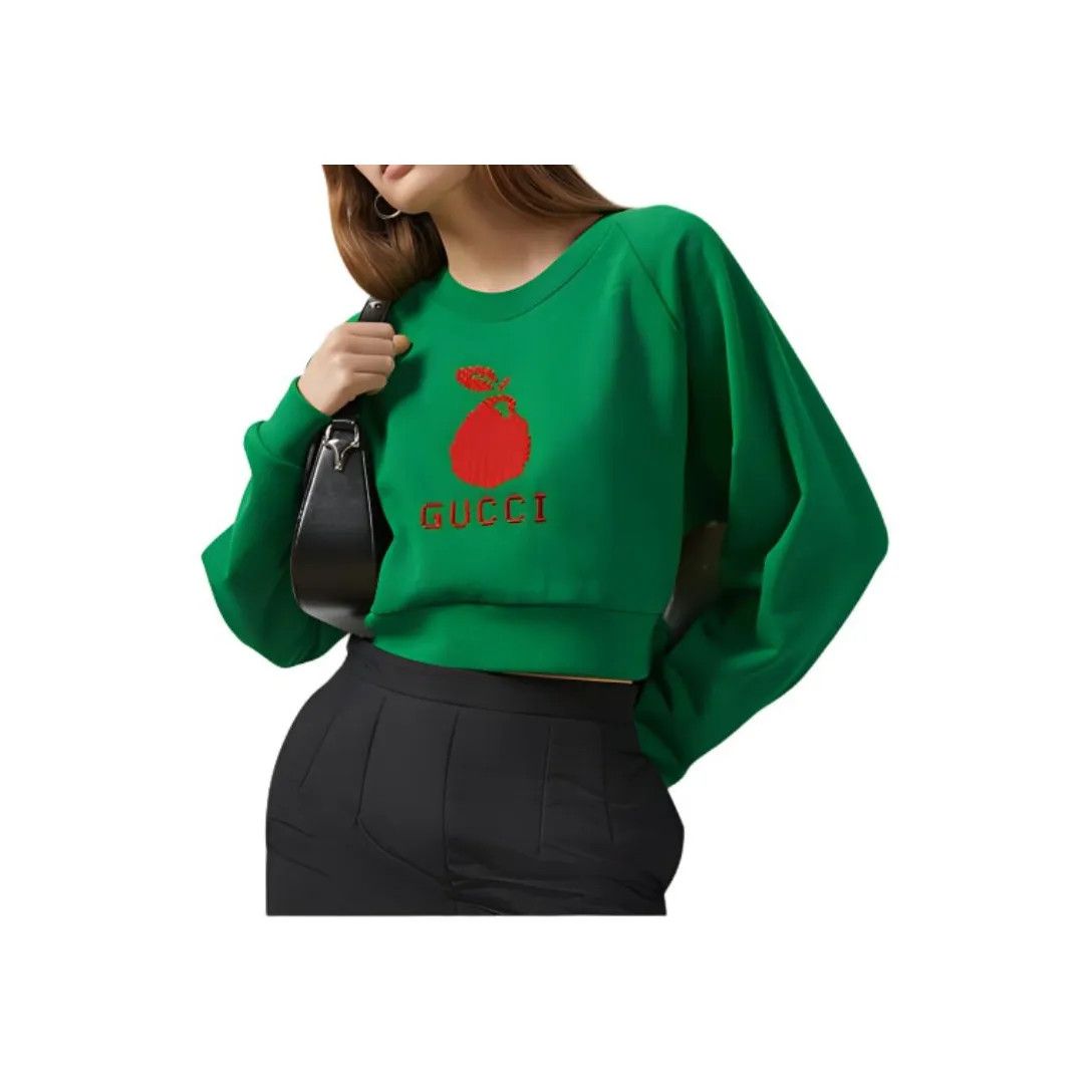 Gucci o1la5ras0526 Embroidered Knit Sweatshirt in Green Size XS / US 0-2 / IT 36-38 - 2 Thumbnail