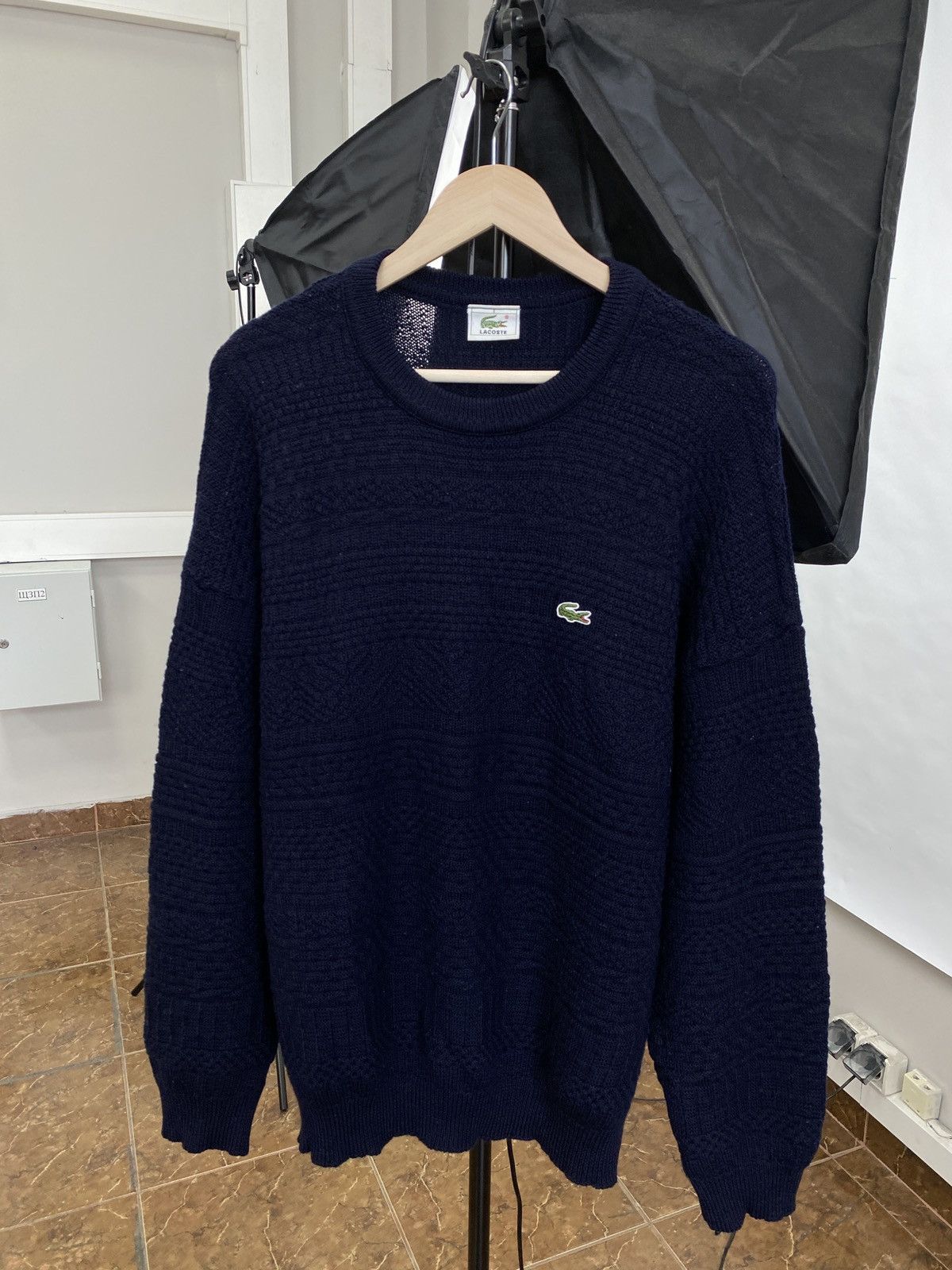 Lacoste 🇫🇷 Vintage 90s Lacoste Wool Knit Sweater made in France Size US XXL / EU 58 / 5 - 1 Thumbnail