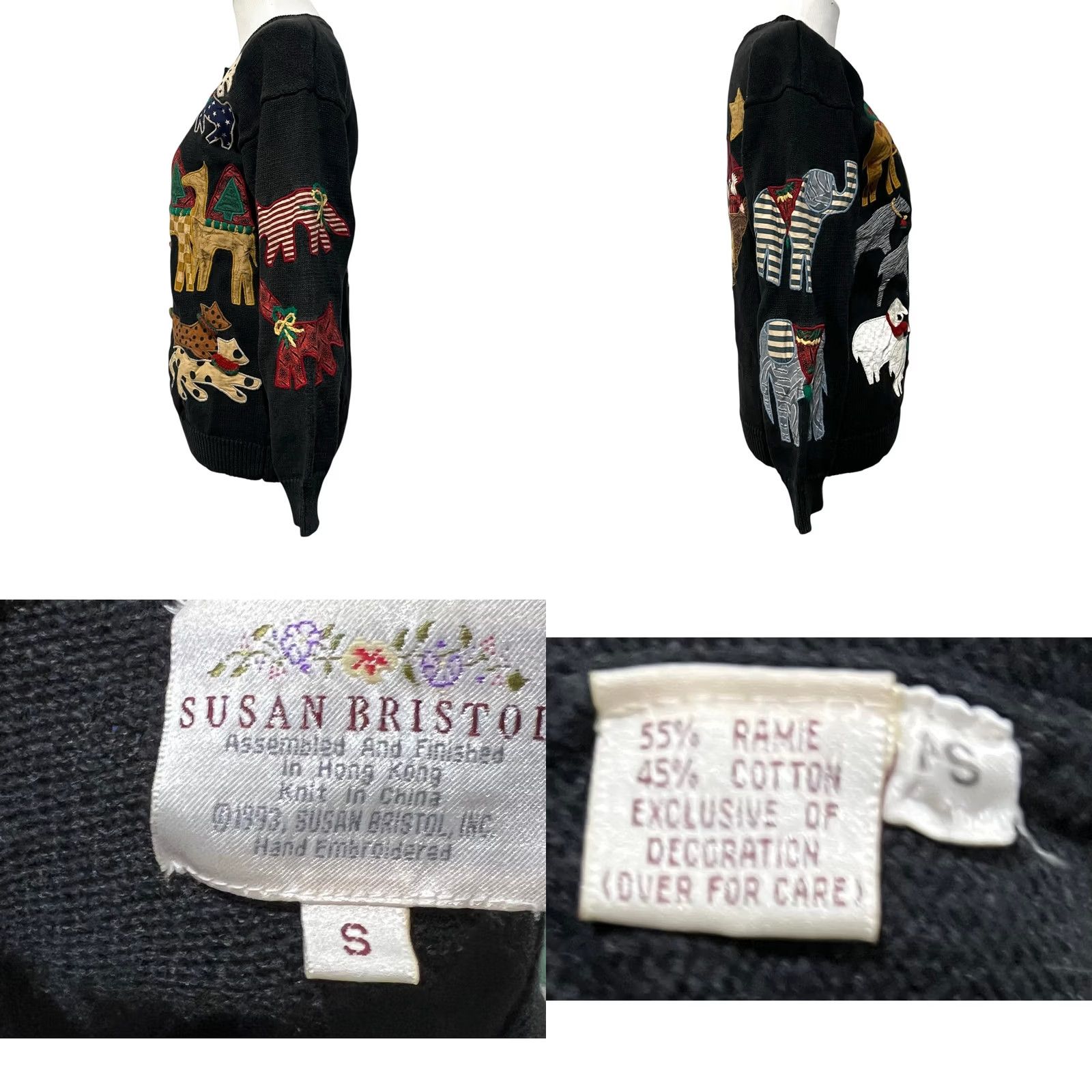 Vintage VINTAGE Susan Bristol Noah's Ark Cardigan Sweater Hand Embroidered Size S Black Womens Cardigan Sweater Size S / US 4 / IT 40 - 8 Thumbnail