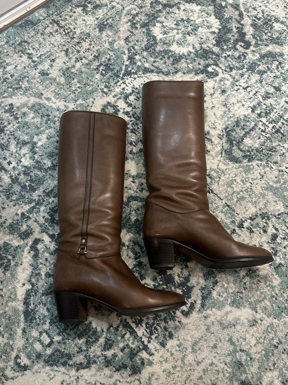 Gucci Gucci Brown Leather Pull On Knee High Riding Low Heel Boots Size US 6 / IT 36 - 7 Thumbnail