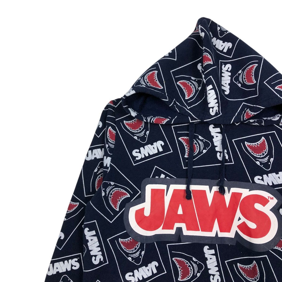 Japanese Brand 🔥VINTAGE HOODIE PULL OVER JAWS MOVIE FULL PRINT RARE DESIGN Size US M / EU 48-50 / 2 - 9 Thumbnail