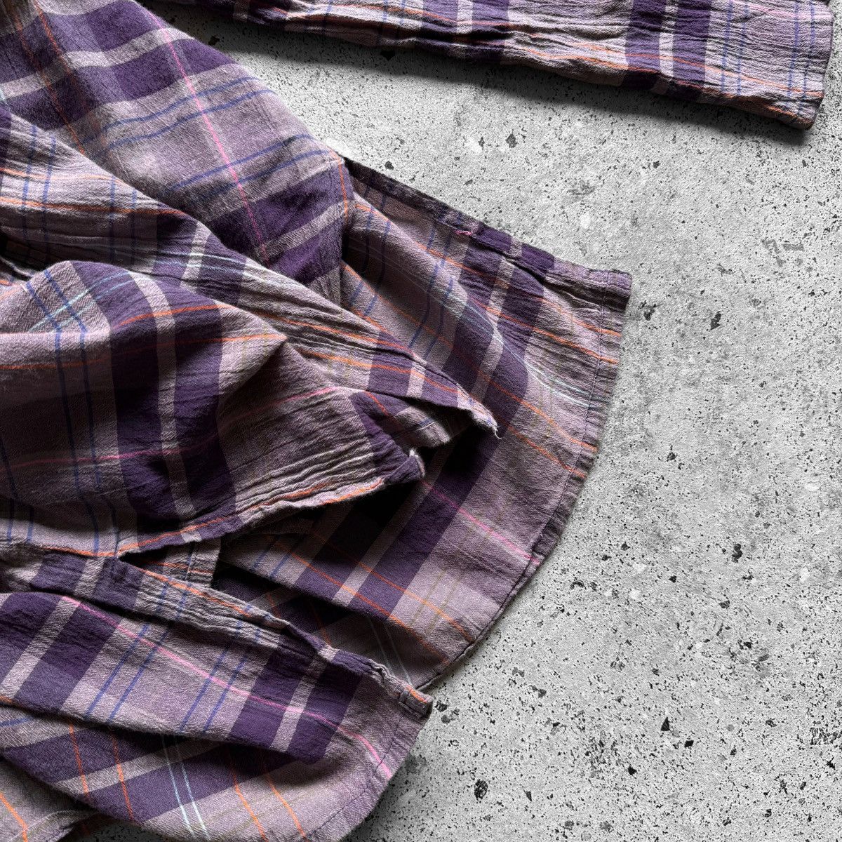 Gudrun Sjoden Gudrun Sjoden Purple Checked Crinkled Cotton Blouse Shirt Size XL / US 12-14 / IT 48-50 - 4 Thumbnail