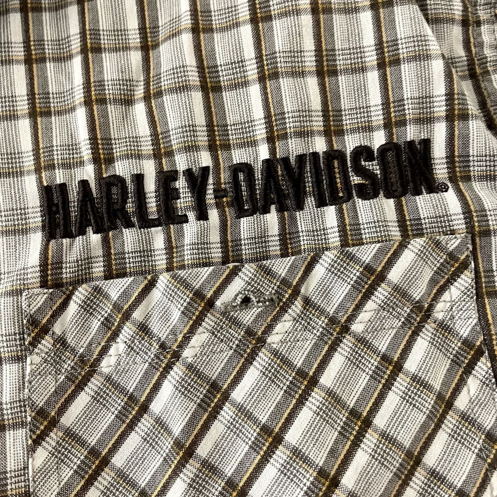 Harley Davidson Harley-Davidson Short Sleeve Plaid Button-Up Shirt Mens M Brown Size US M / EU 48-50 / 2 - 2 Thumbnail