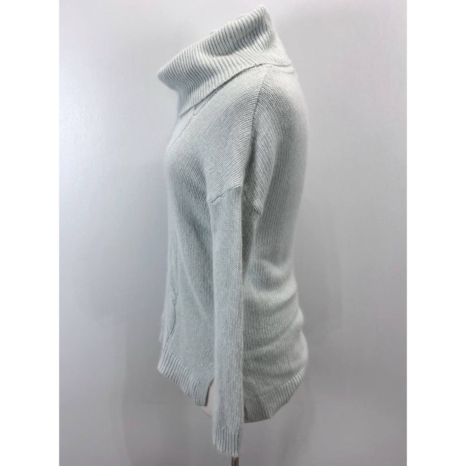 Vintage VINTAGE Kenar Angora Blend Cowl Neck Sweater Shirt Women’s Small S Mint Green Fisherman Knit Pullover Long Sleeve Chunky-Knit Casual Size S / US 4 / IT 40 - 2 Thumbnail