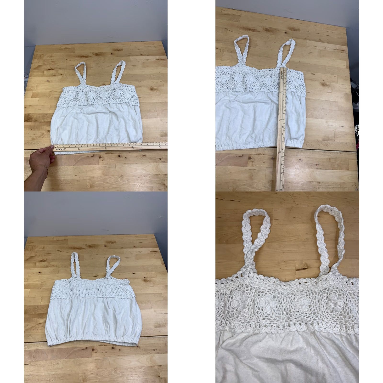 Lucky Brand Lucky Brand Tank Women M White Knit Crocheted Sleeveless Cropped Y2K Tunic 13170 Size M / US 6-8 / IT 42-44 - 8 Thumbnail
