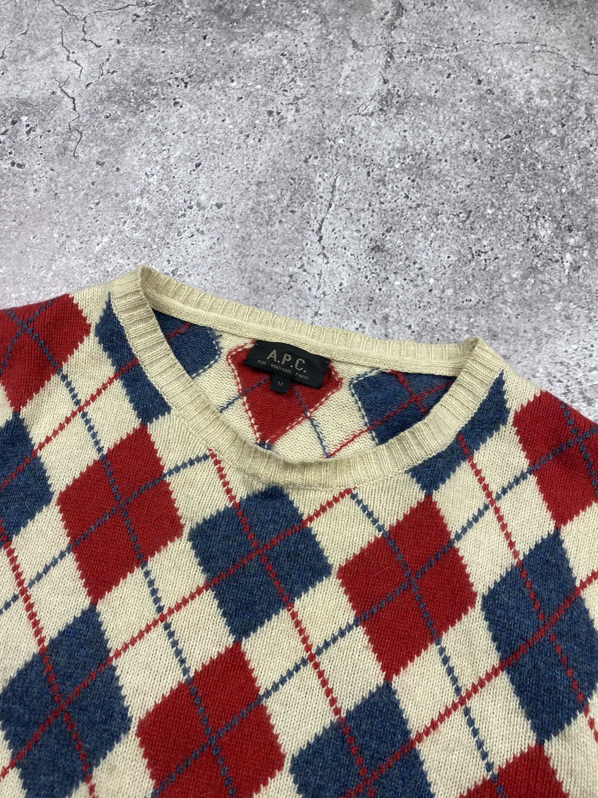 A.P.C. Vintage knit A.P.C sweater Japan style checkered Merino wool Size US M / EU 48-50 / 2 - 2 Thumbnail