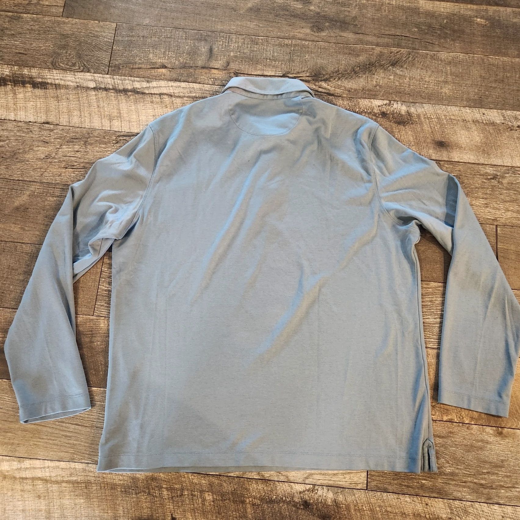 UNTUCKit UNTUCKit Polo Men's XL Long Sleeve Damaschino Light Blue Regular Fit Shirt Size US XL / EU 56 / 4 - 5 Thumbnail