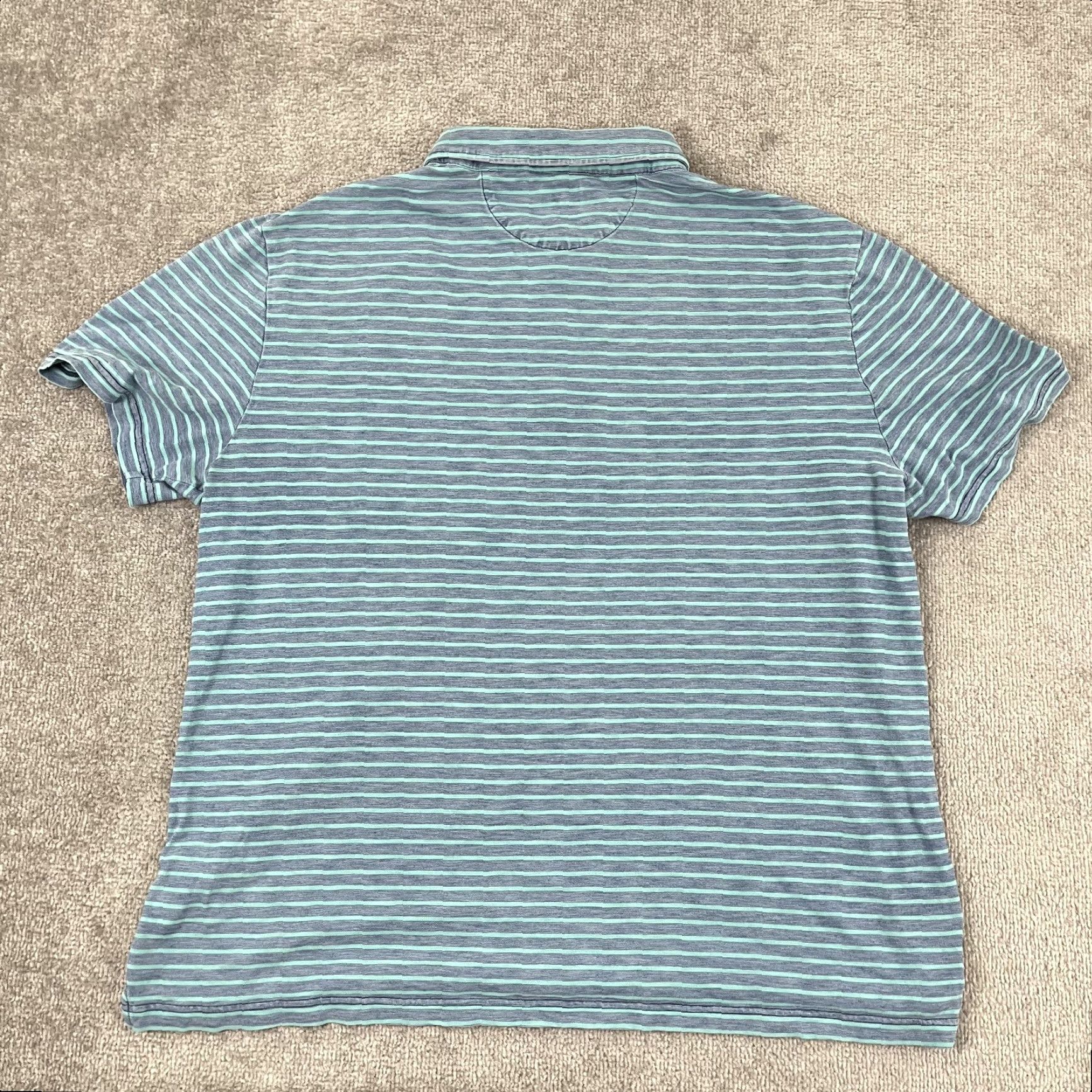 Faherty Faherty Polo Shirt Mens 2XL Blue Stripe Indigo Dyed Cotton Pocket S/S Casual Shirt Polo Size US XXL / EU 58 / 5 - 7 Thumbnail