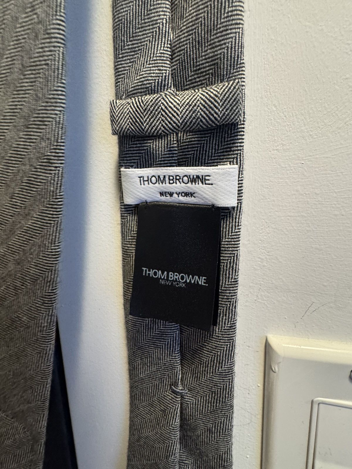 Thom Browne Thom Browne Black & White Herringbone Tie Size ONE SIZE - 5 Thumbnail
