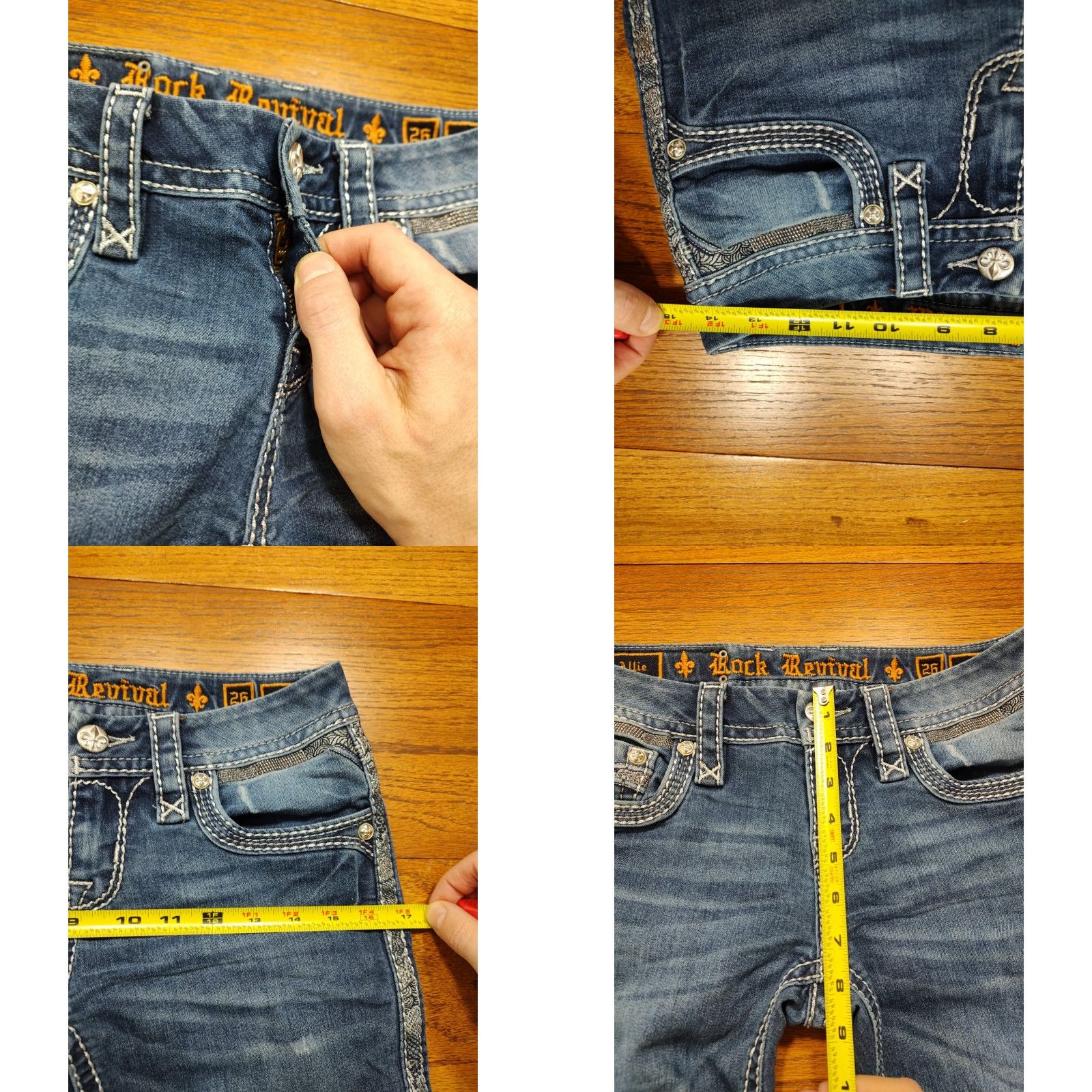 Vintage VINTAGE Rock Revival Allie Skinny Womens 26 X 29 Inseam Denim Distressed Blue Jeans Size 26" / US 2 / IT 38 - 9 Thumbnail