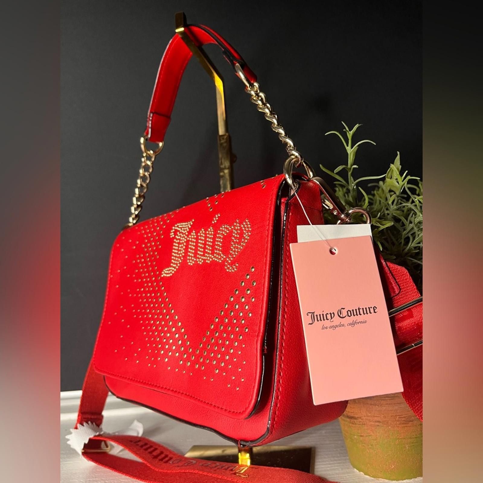 Juicy Couture Jeans Juicy Couture Red Lovely Day Flap Studded Crossbody Bag NWT Size ONE SIZE - 2 Thumbnail