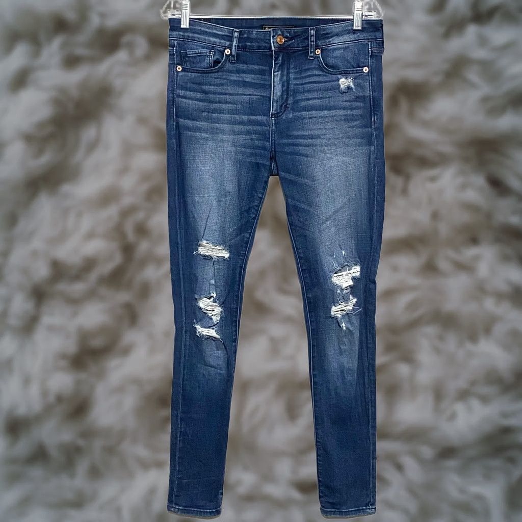 Abercrombie & Fitch Abercrombie & Fitch Signature Collection Super Skinny Jeans Womens 29 Distressed Grunge Punk Rock Denim Slim Stretch 5-Pocket Casual YeK Size 29" - 1 Thumbnail