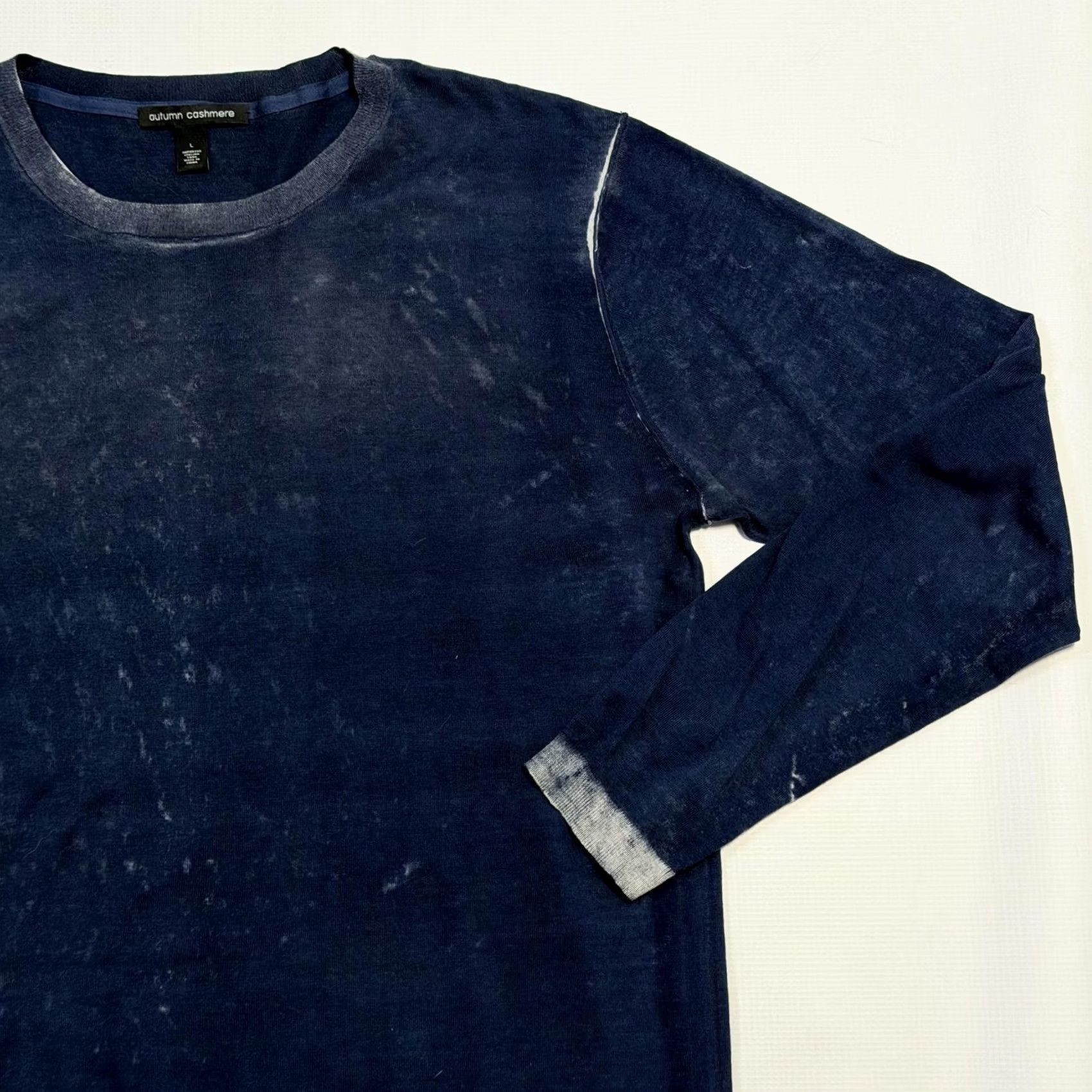 Autumn Cashmere Autumn Cashmere Sweater Mens Large Blue Cotton Cashmere Crewneck Lightweight Size US L / EU 52-54 / 3 - 3 Thumbnail
