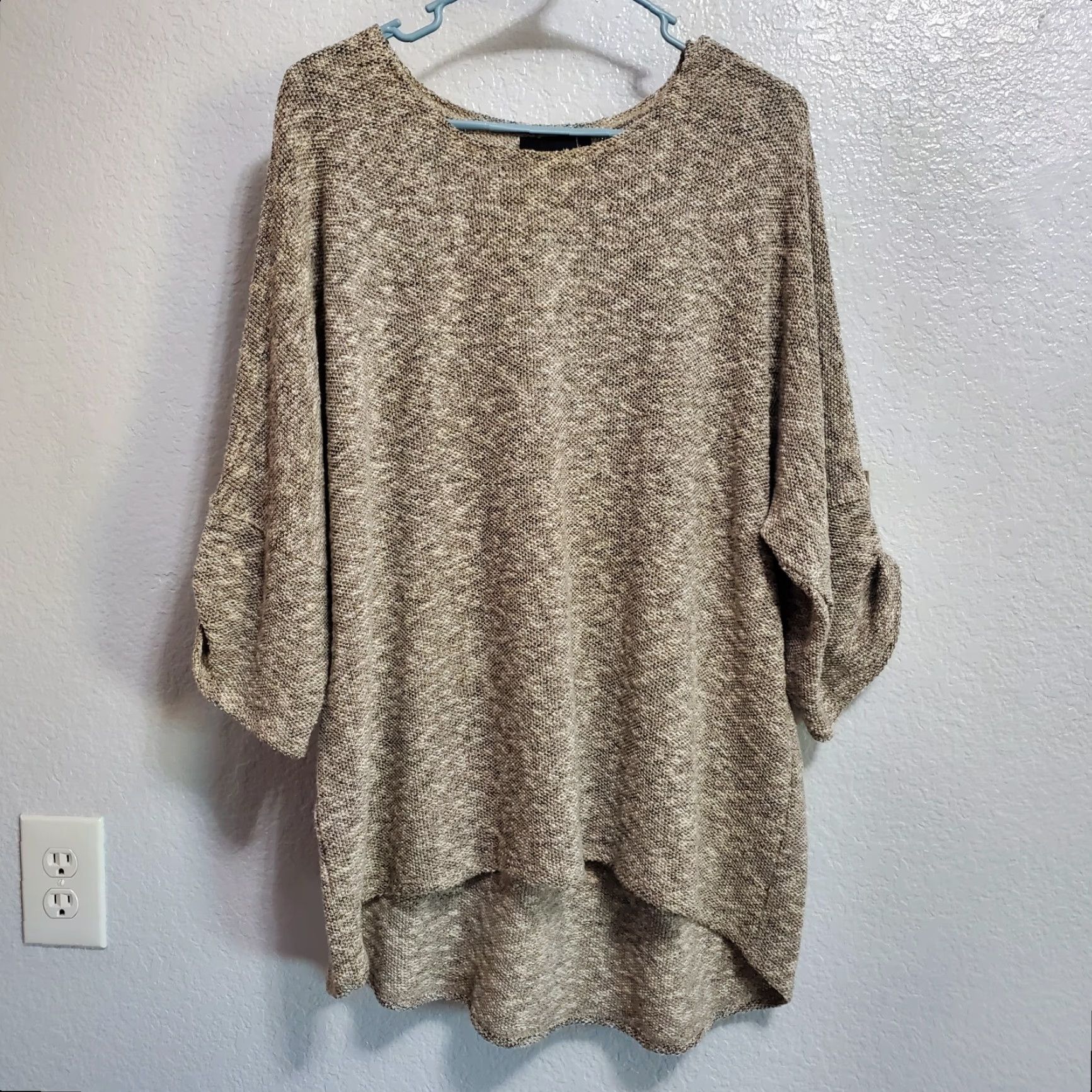 Vintage olars ulla sweden Sweater Women M Brown Cotton Blend 3/4 Sleeve Lagenlook Tunic Round Neck Casual Travel Size M / US 6-8 / IT 42-44 - 2 Thumbnail