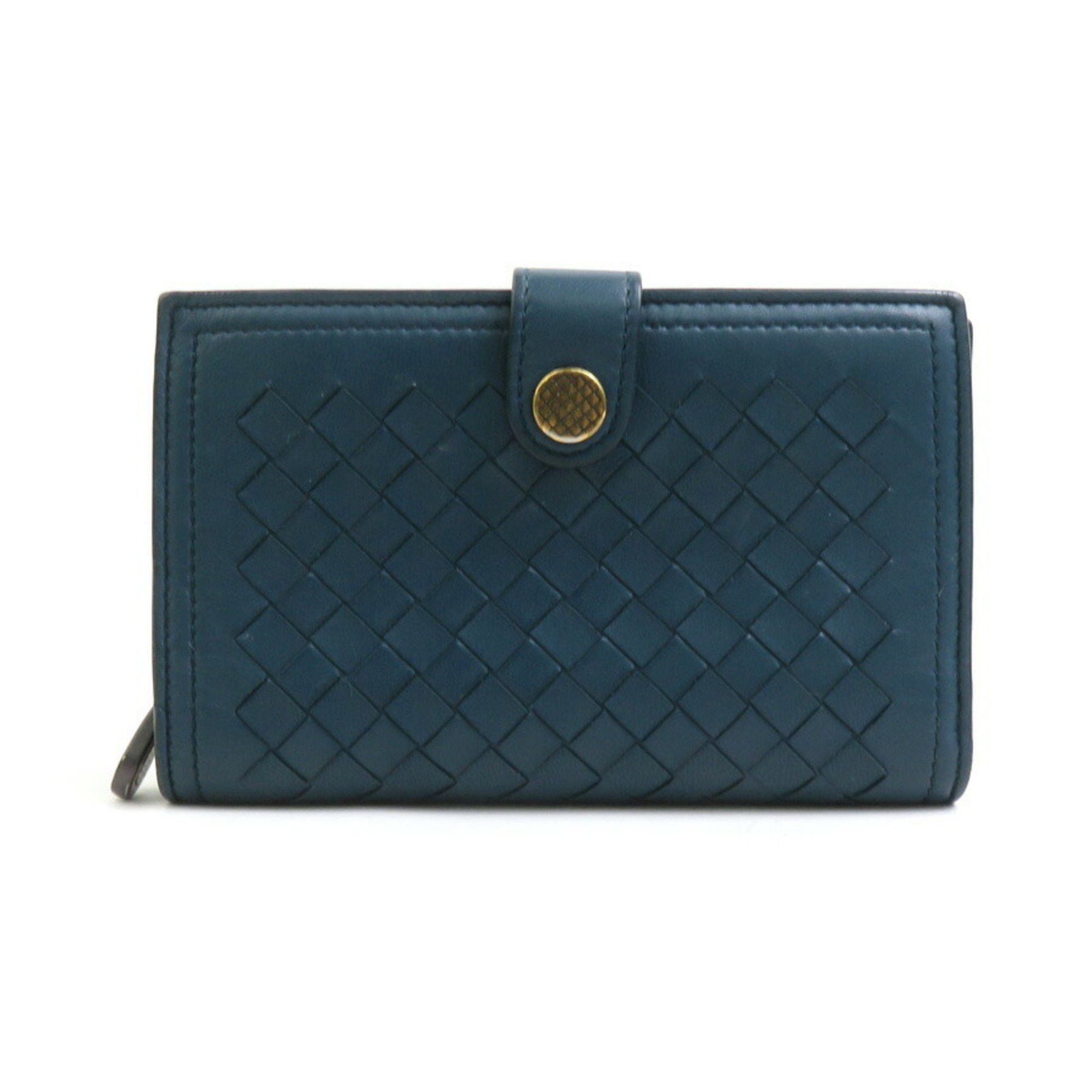 Bottega Veneta Bottega Veneta bifold wallet in intrecciato leather green-blue for men and women, item number 56266a Size ONE SIZE - 1 Thumbnail