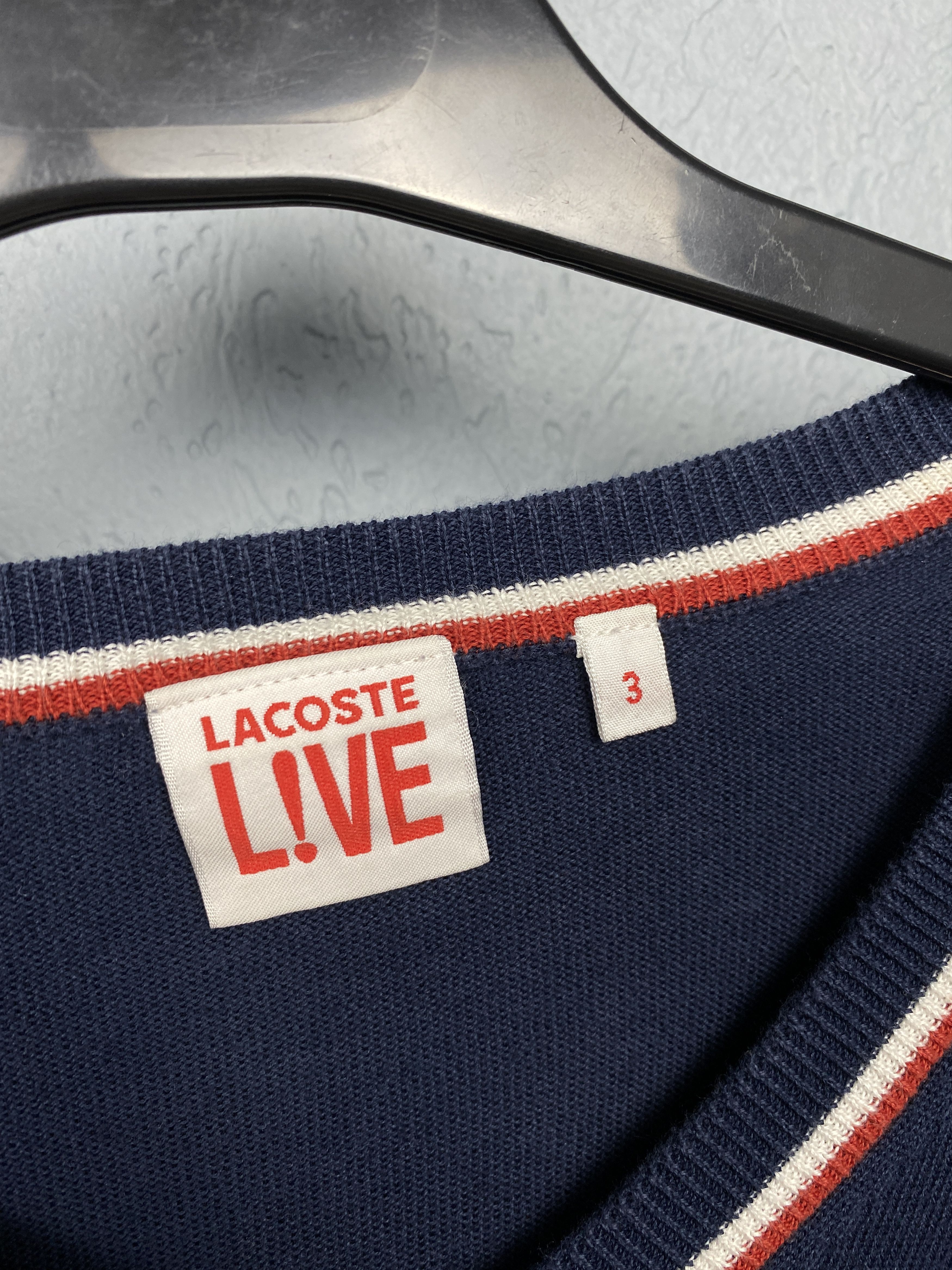 Lacoste Lacoste Live Vintage Mens V-Neck Knit Sweater Size US S / EU 44-46 / 1 - 4 Thumbnail