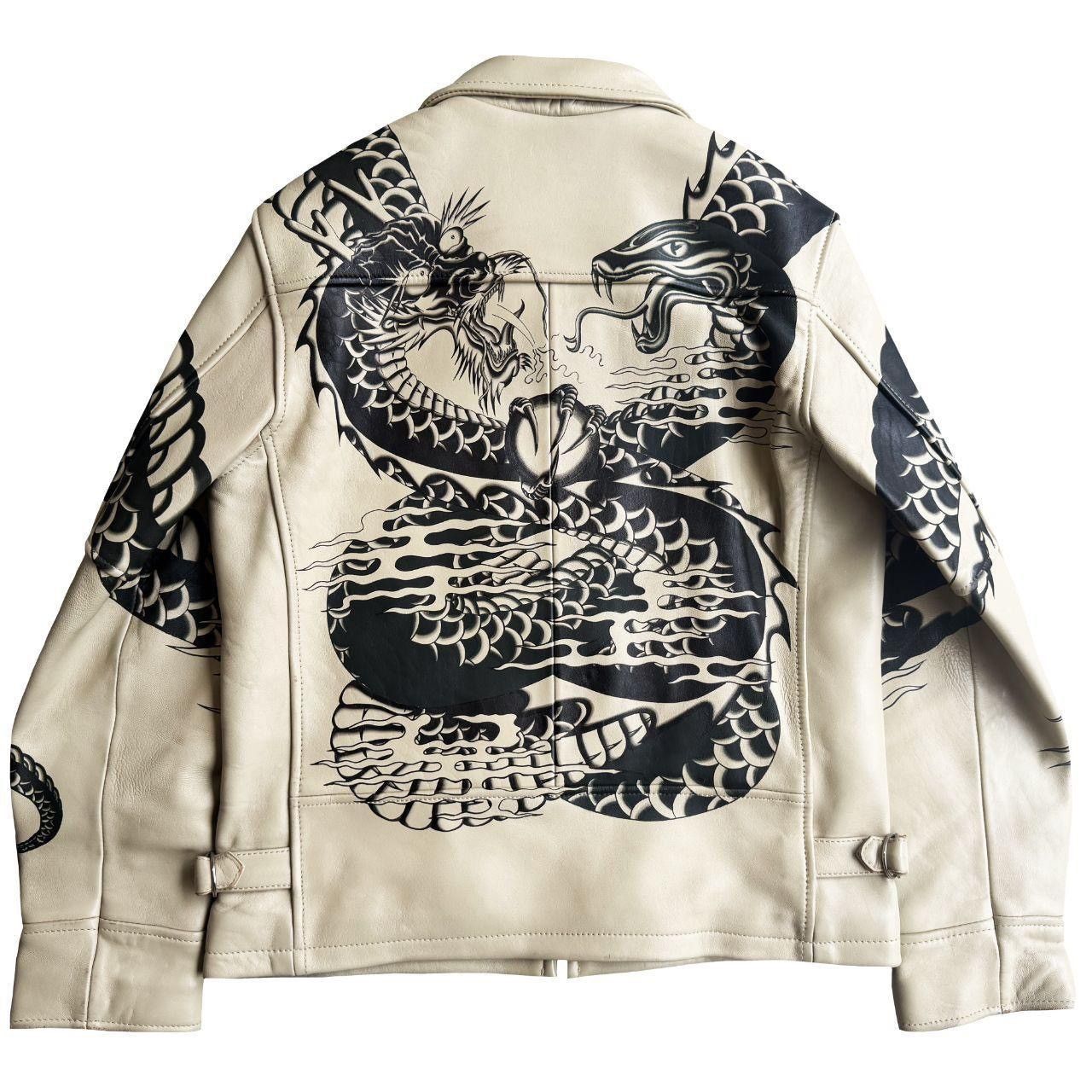 Avirex Avirex Hand Painted Leather Biker Jacket Size US XL / EU 56 / 4 - 1 Thumbnail