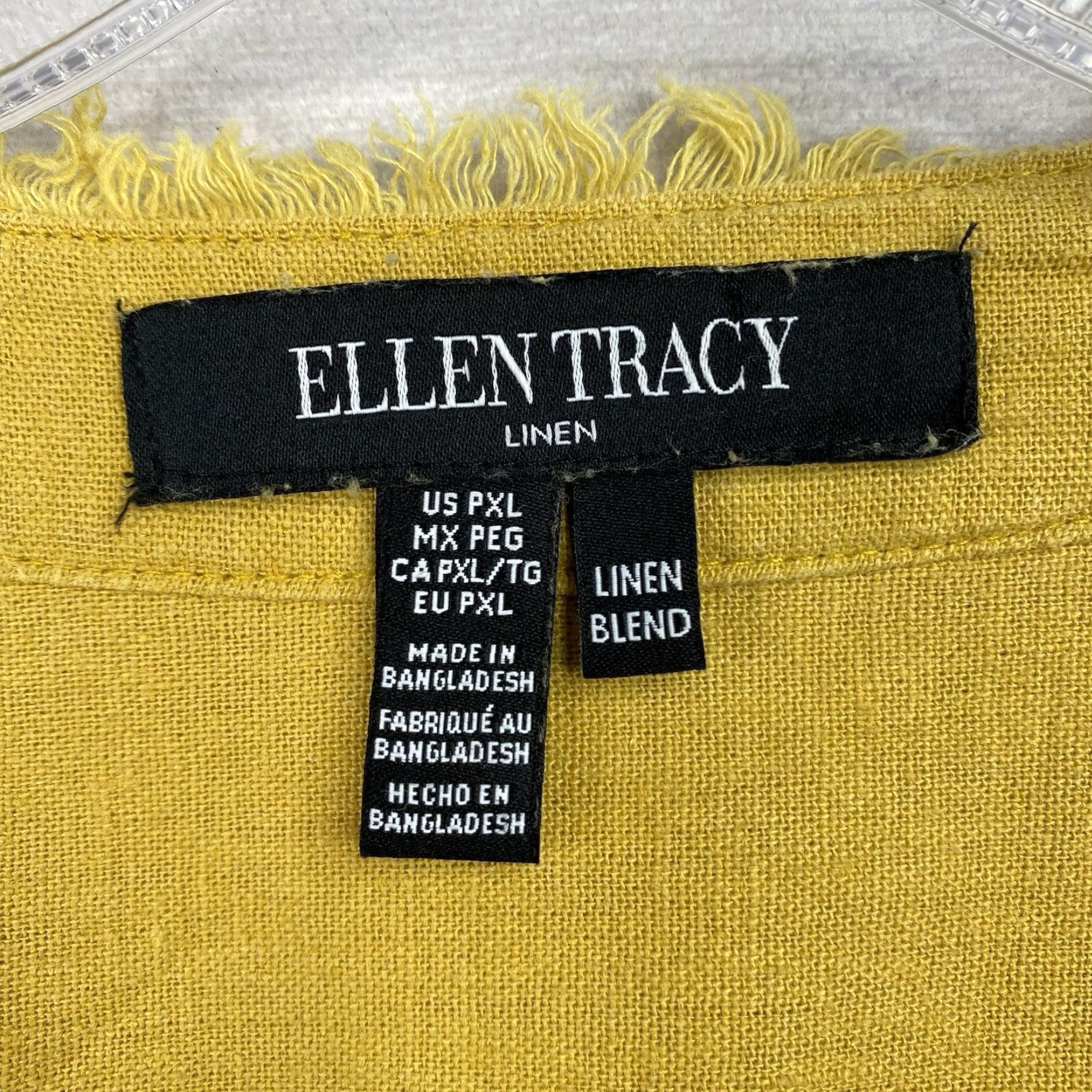 Ellen Tracy Ellen Tracy Jacket Women XL Petite Gold Button Up Fringe Boho Linen Blend Short Open Collarless Pockets Unlined Size XL / US 12-14 / IT 48-50 - 3 Thumbnail