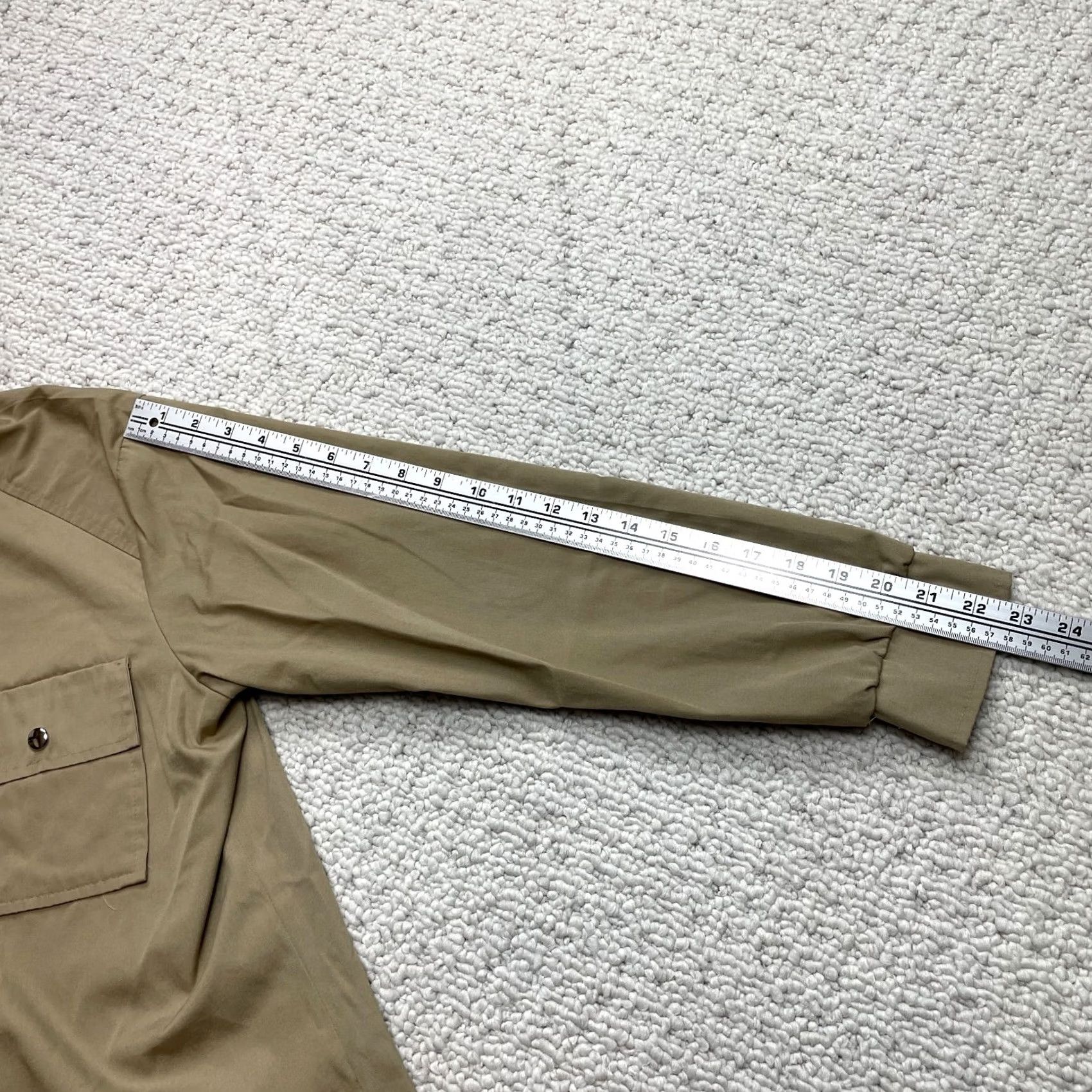 Vintage Devon Button-Down Shirt Mens 18 Brown Khaki Collared Long Sleeve Two Pocket Top Size US XXL / EU 58 / 5 - 6 Thumbnail