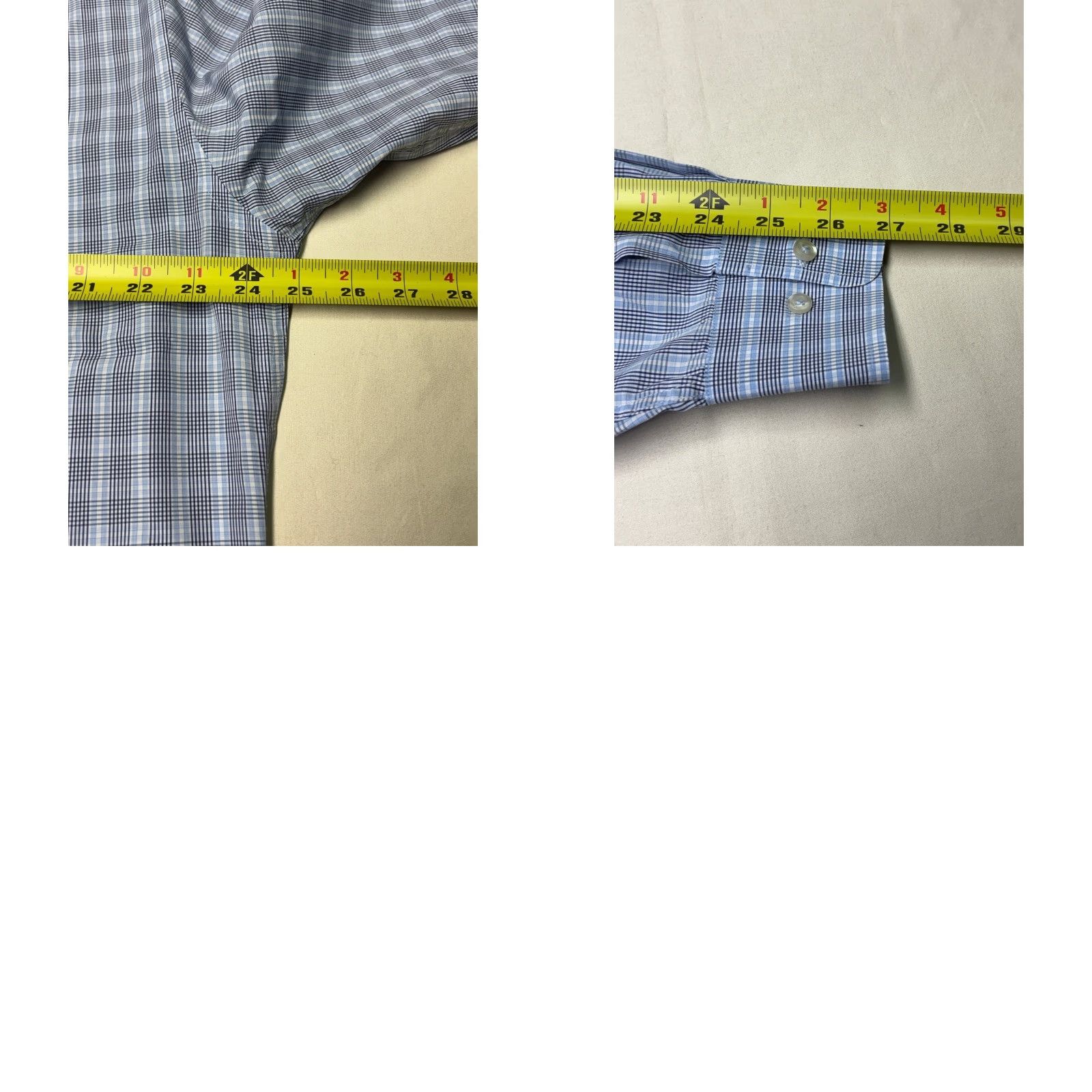 David Donahue David Donahue Shirt Dress Plaid Blue White Button Down Men 16.5 36 37 Cotton Long Sleeve Collar Point Business Casual Mens Size 40R - 8 Thumbnail